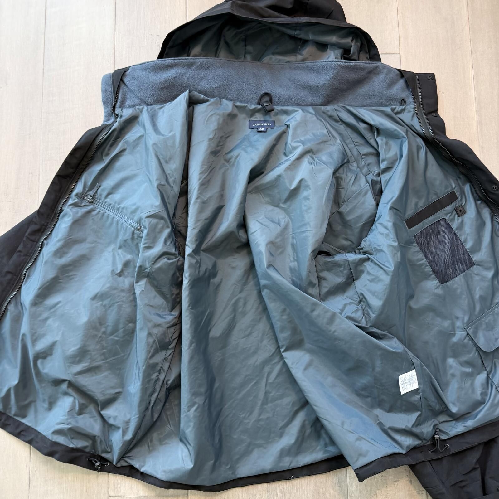 Lands' End Lands' End Men's Black Nylon Hooded Jacket Size XXL Size US XXL / EU 58 / 5 - 8 Thumbnail