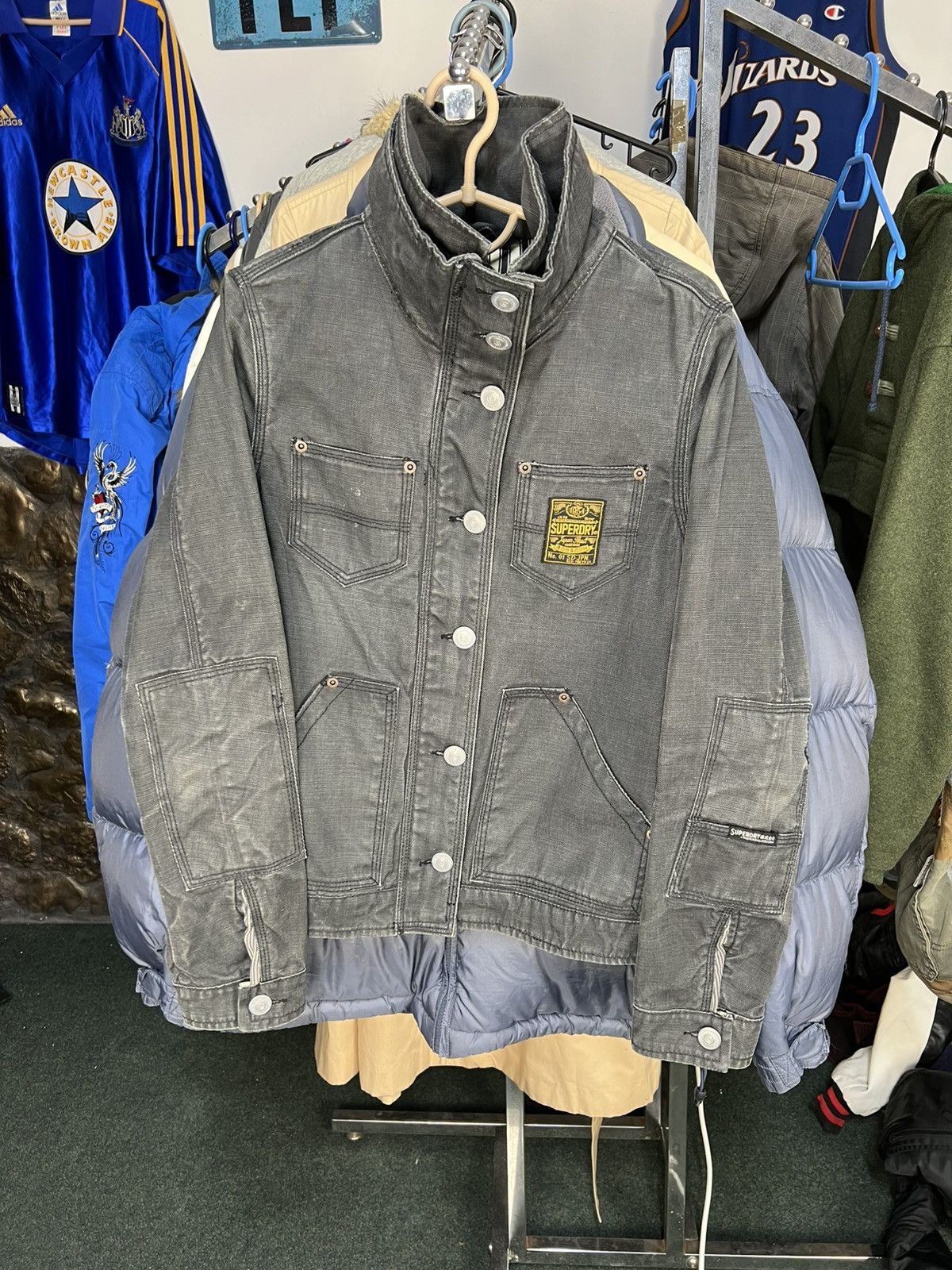 Superdry Superdry Y2K grunge biker raw denim jacket Rick Owens style Size L / US 10 / IT 46 - 1 Thumbnail