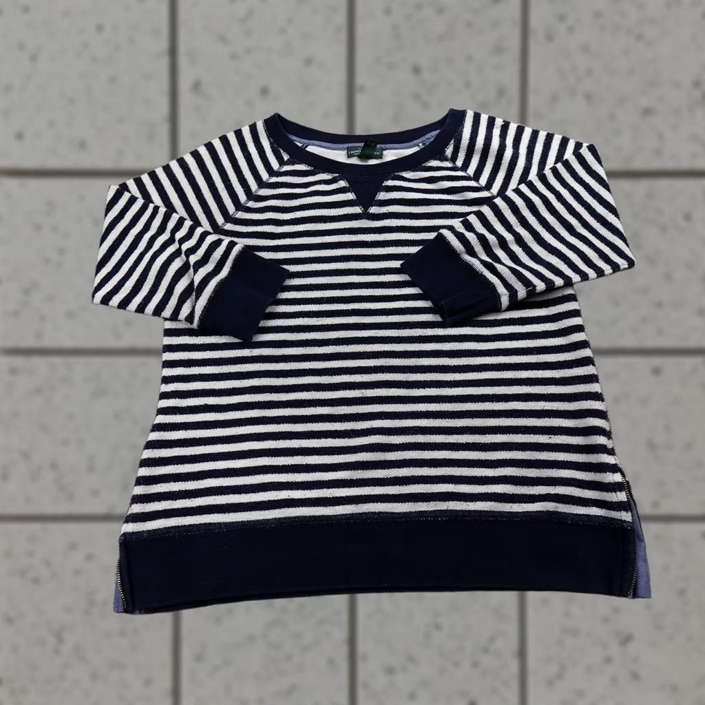 Ralph Lauren Ralph Lauren Sweater Womens L Blue White Stripe Knit Pullover Crew Neck Raglan Sleeve 100% Cotton Striped Knit Size L / US 10 / IT 46 - 1 Thumbnail