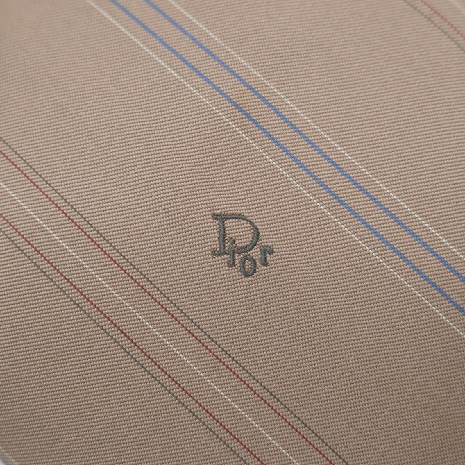 Dior Christian Dior Brown Blue Striped Print Polyester Silk Tie S Size ONE SIZE - 2 Thumbnail