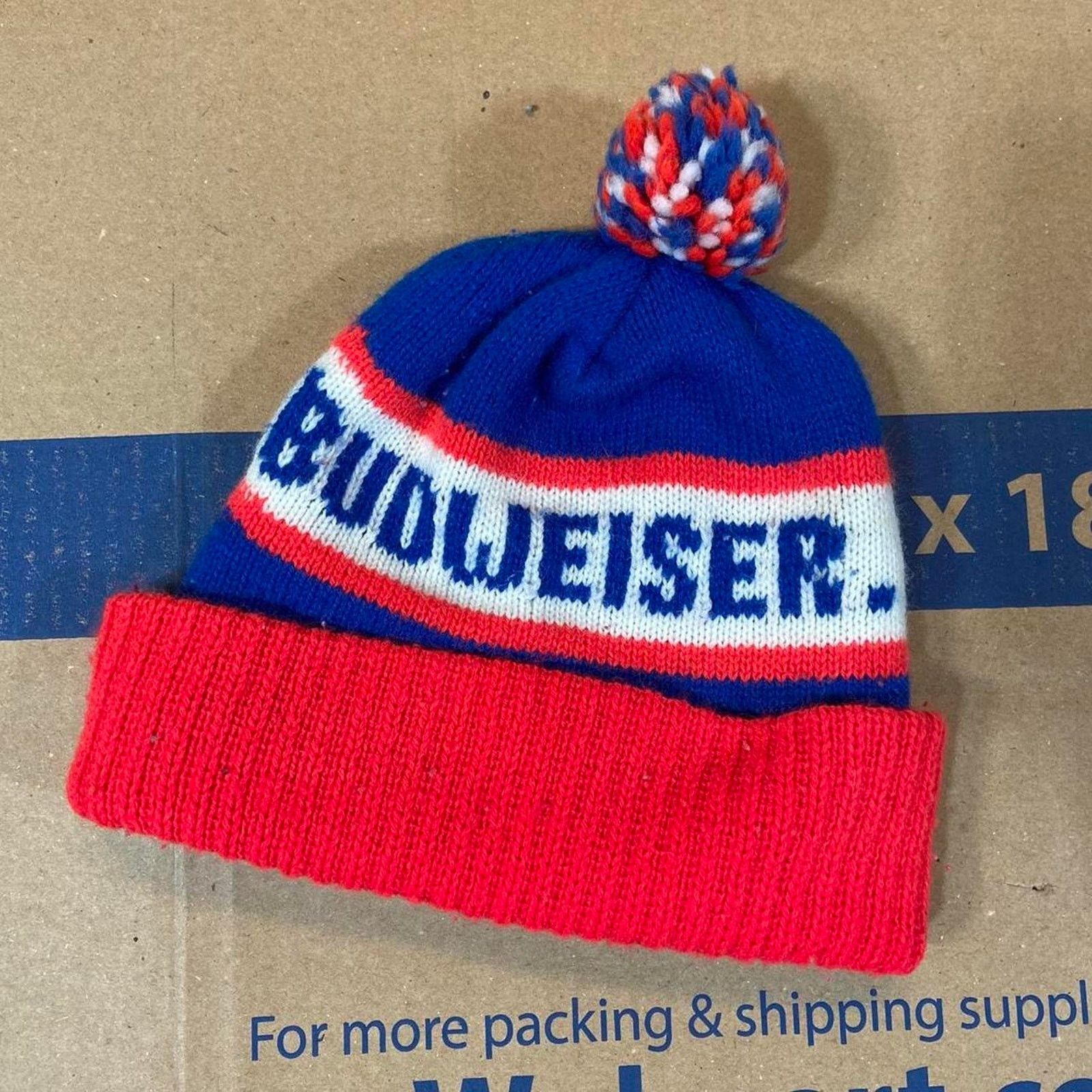 Vintage 80s budweiser pom pom beanie Size ONE SIZE - 2 Thumbnail