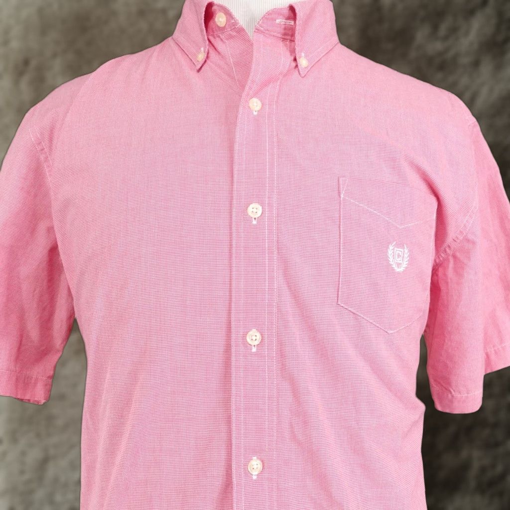 Chaps Chaps Shirt Mens XL Pink Check Short Sleeve Button Front Easy Care Casual Size US XL / EU 56 / 4 - 1 Thumbnail