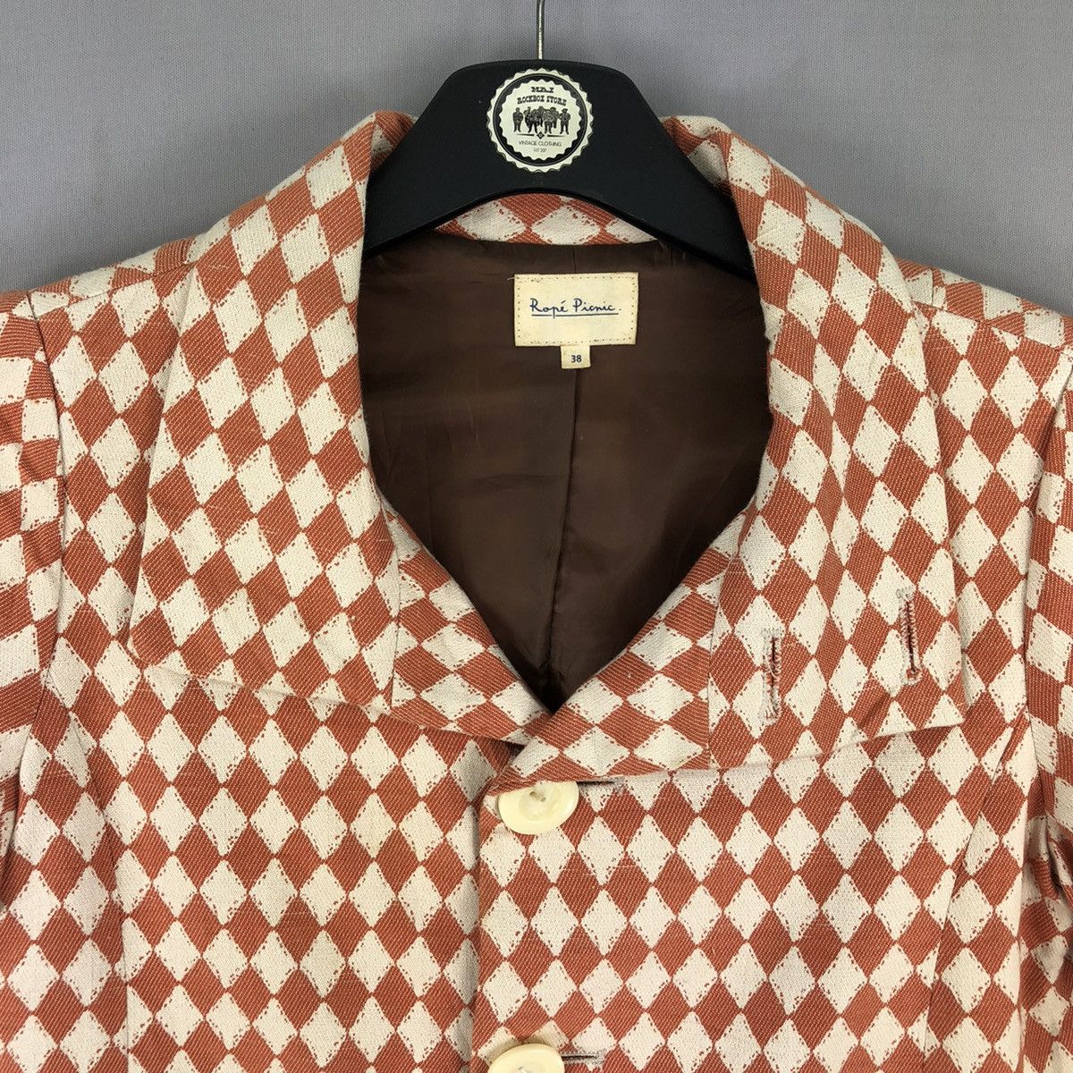 Japanese Brand × Vintage Vintage Cropped Women Jacket Diamond Pattern by Rope Picnic Size S / US 4 / IT 40 - 7 Thumbnail