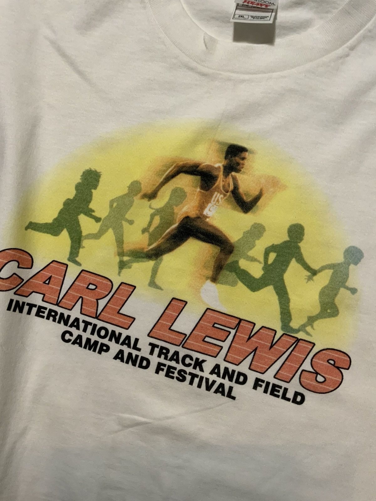 Vintage Vintage Carl Lewis International Track & Field Camp T-Shirt Size US XXL / EU 58 / 5 - 6 Thumbnail