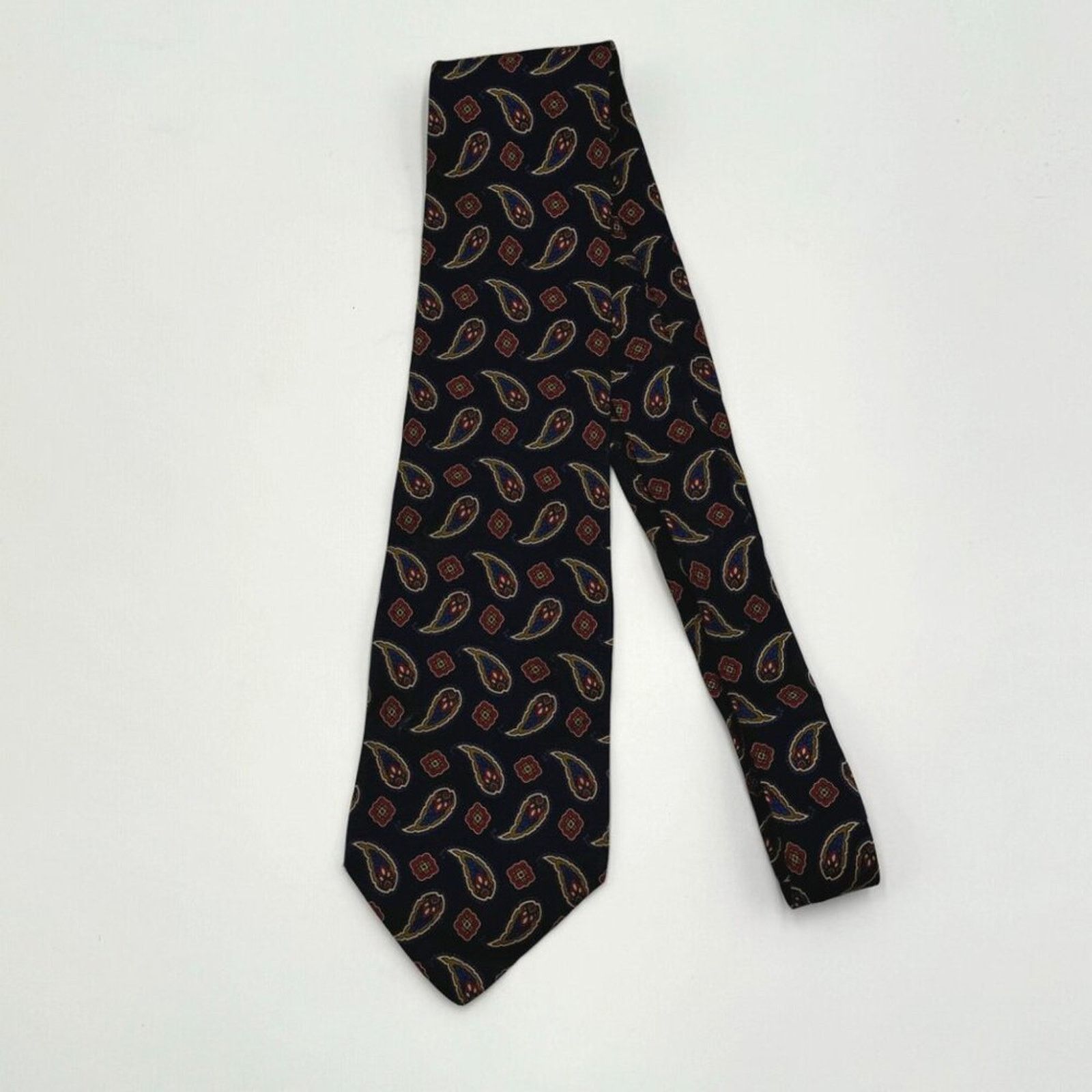Harve Benard Harvé Benard Men's Navy Tie Pure Silk Paisley Printed Size ONE SIZE - 2 Thumbnail