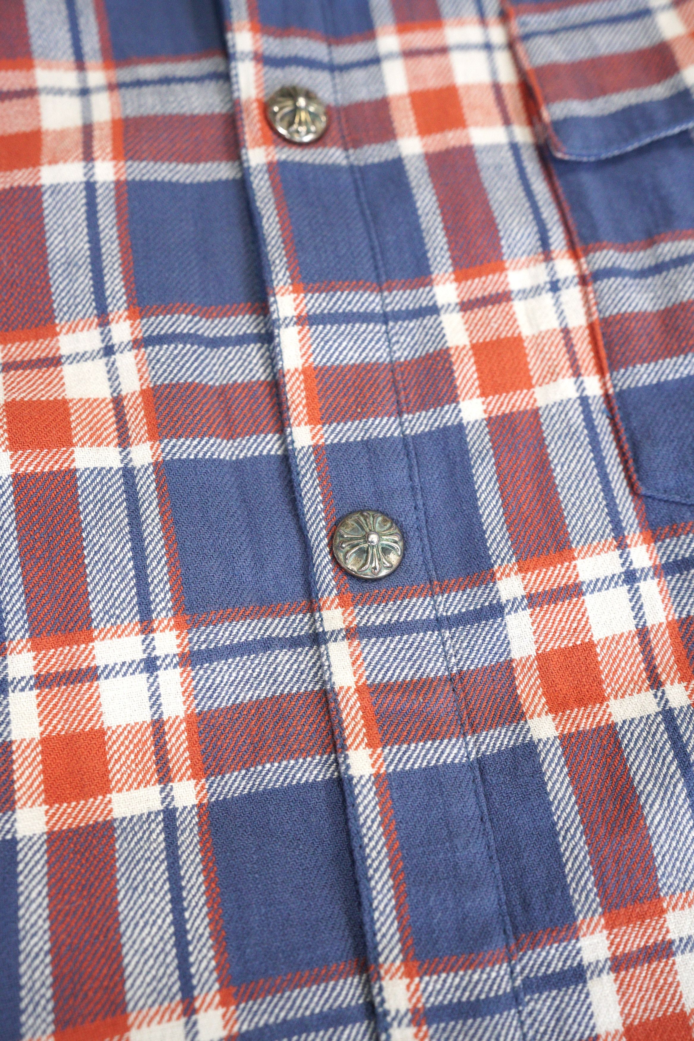 Chrome Hearts Chrome Hearts Blue & Red Plaid Cropped Cargo Flannel Shirt Size US XL / EU 56 / 4 - 5 Thumbnail