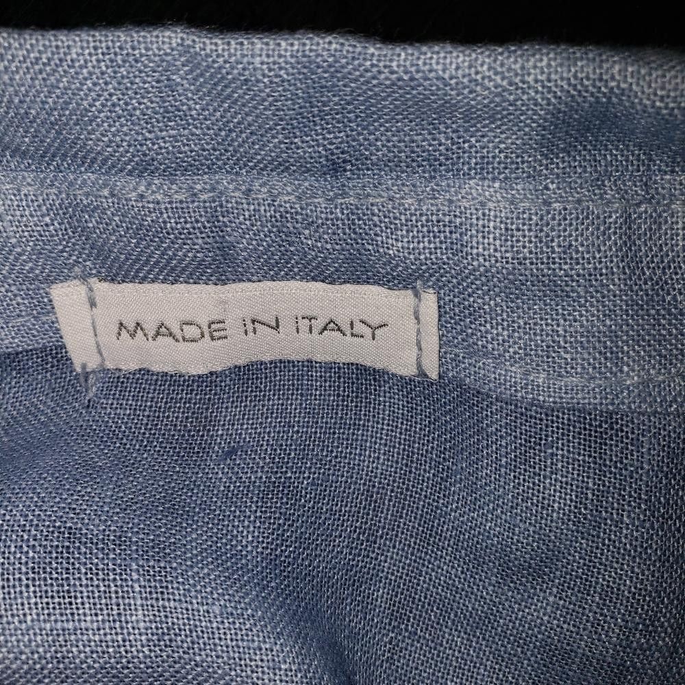 Designer CT517 Linen 100% Italian Blue Maxi Button Down Dress S/M Size S / US 4 / IT 40 - 7 Thumbnail