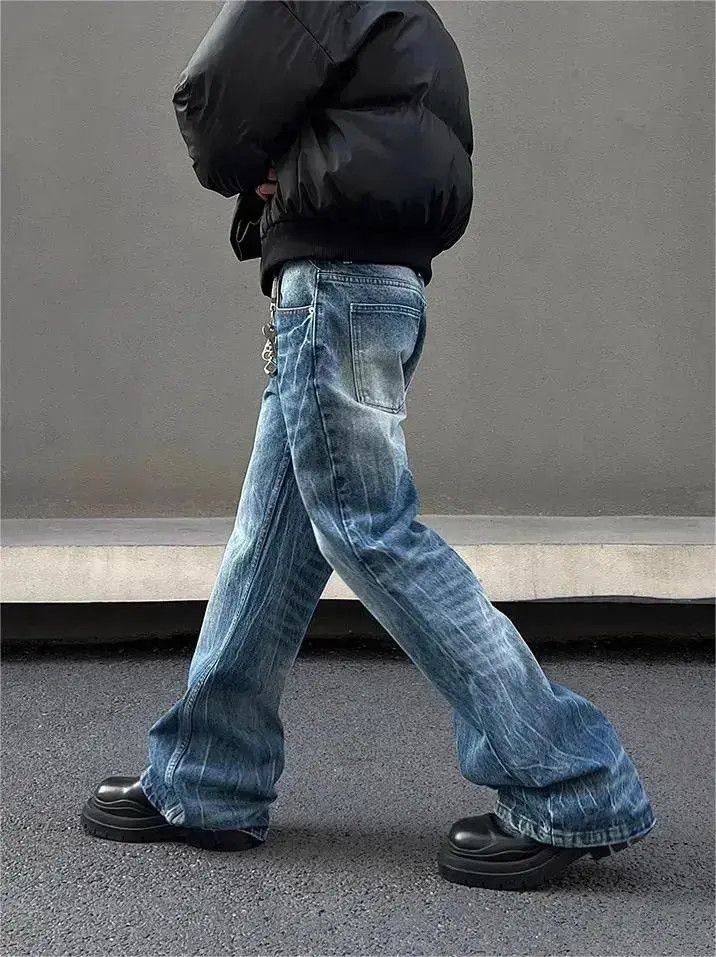 Japanese Brand Straight electric patterned blue jeans Size US 32 / EU 48 - 3 Thumbnail