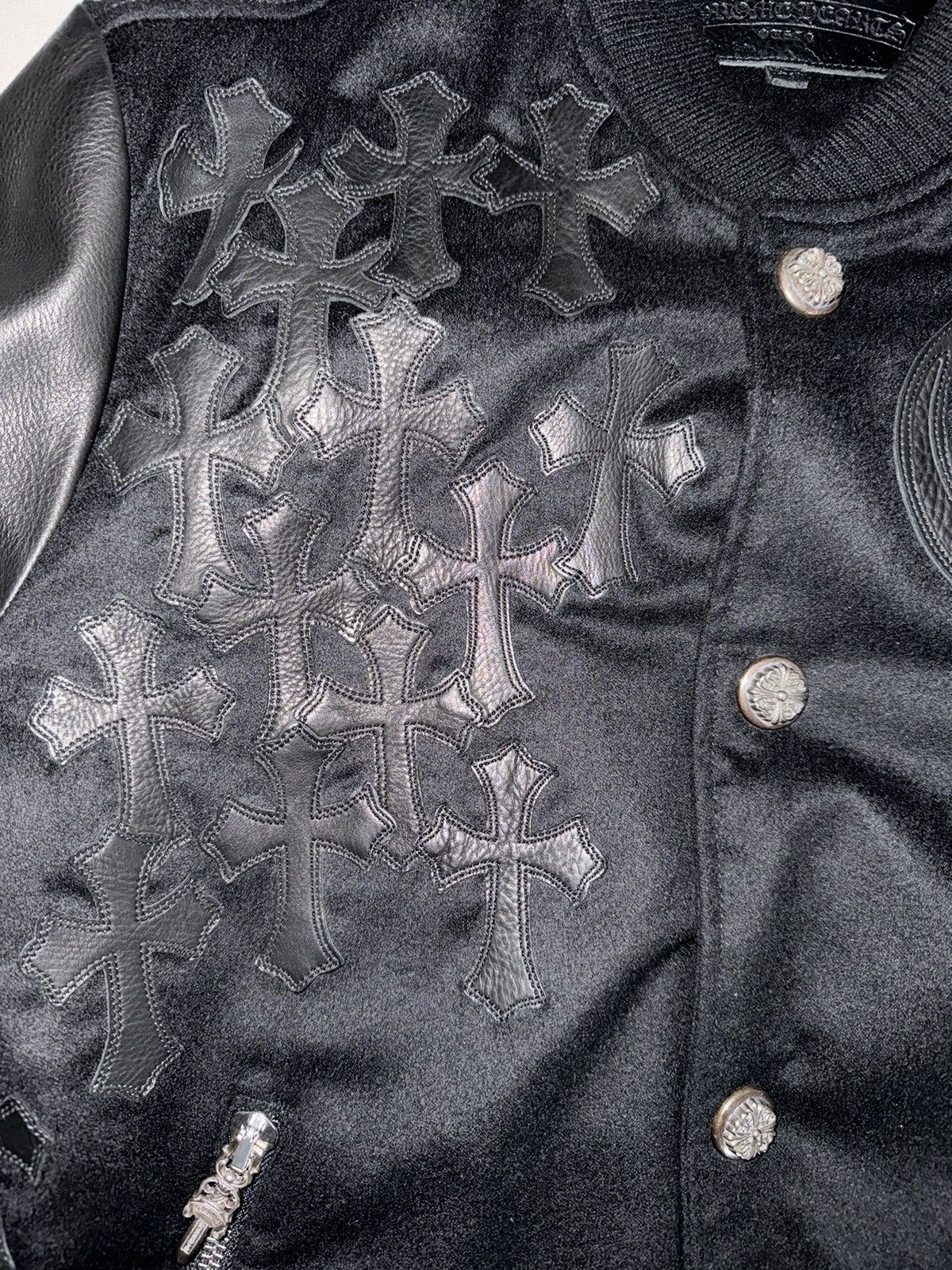 Chrome Hearts CHROME HEARTS LEATHER & CASHMERE COLLEGE JACKET Size US M / EU 48-50 / 2 - 4 Thumbnail