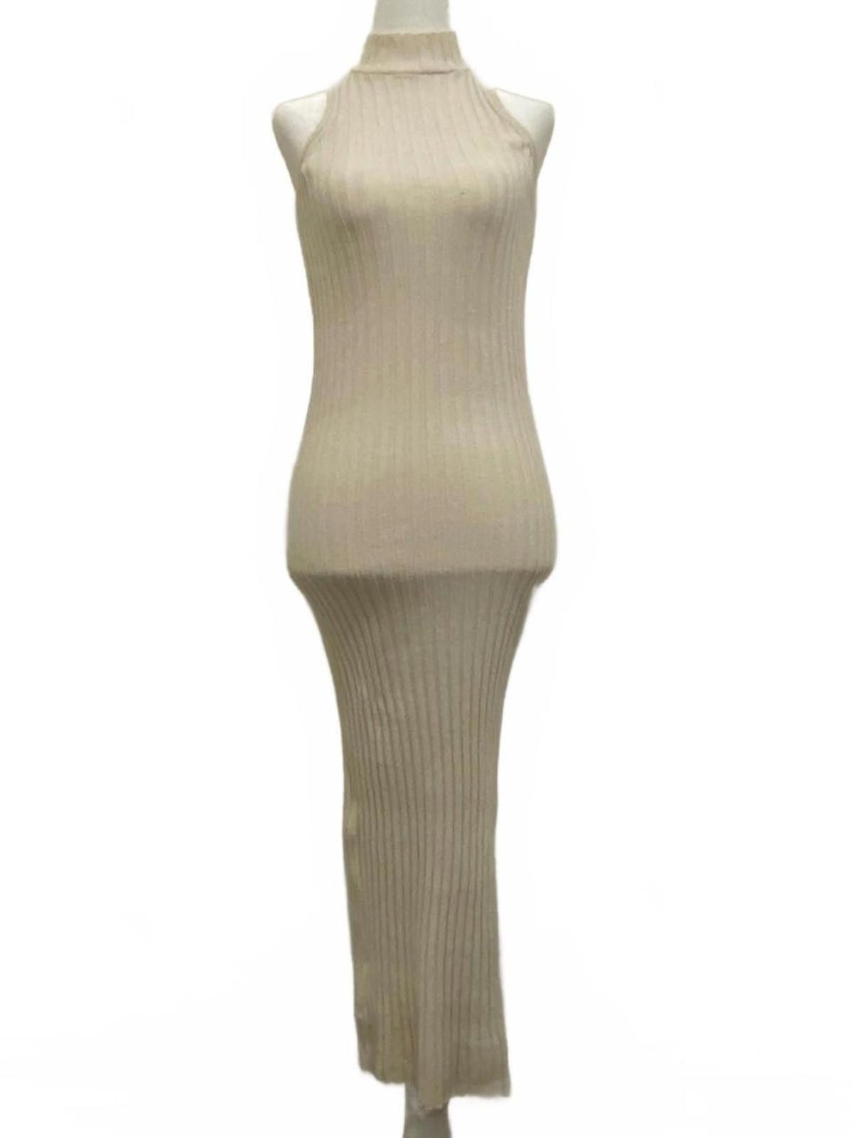 Asos ASOS Sleeveless Knit Mockneck Midi Dress in Beige (SMALL) Size S / US 4 / IT 40 - 2 Thumbnail