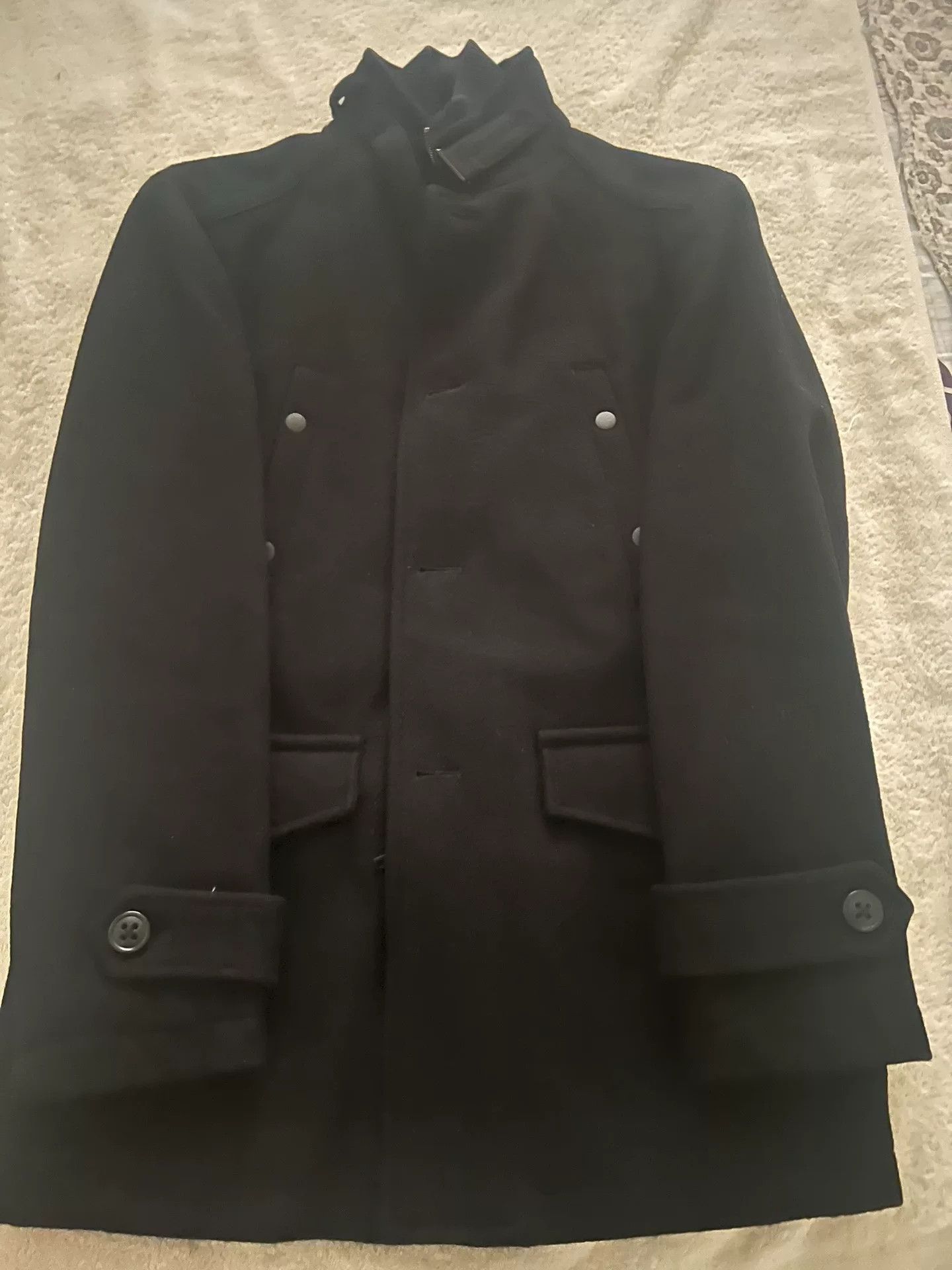 Japanese Brand Black Wool Short Coat by Esprit Size US M / EU 48-50 / 2 - 1 Thumbnail