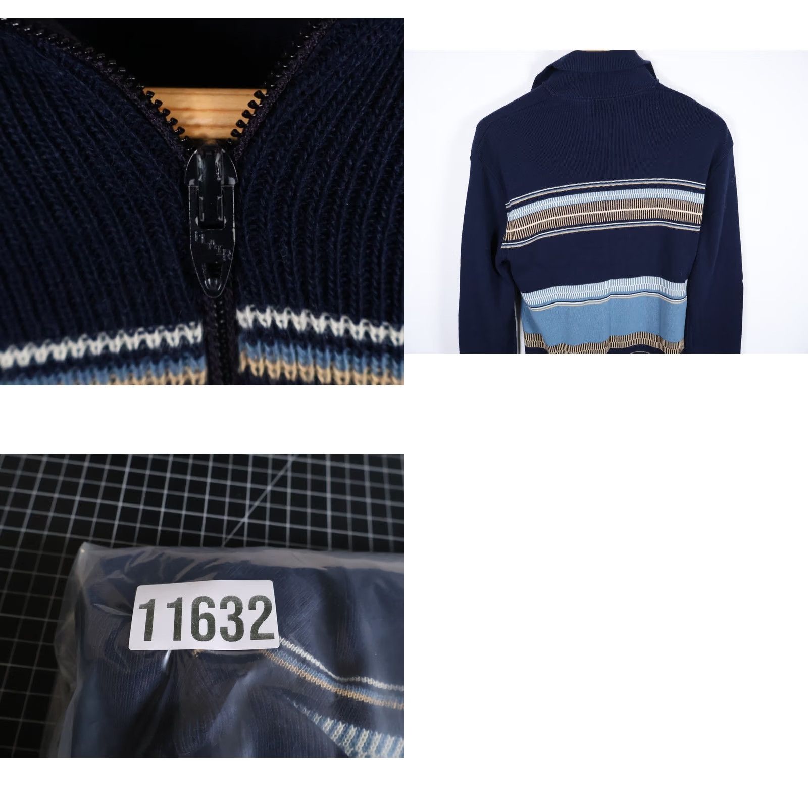 Vintage VINTAGE Drummond Sweater Stripe 1/4 Zip Dark Blue Knit Mens M XL Preppy Retro Pullover Size US M / EU 48-50 / 2 - 9 Thumbnail