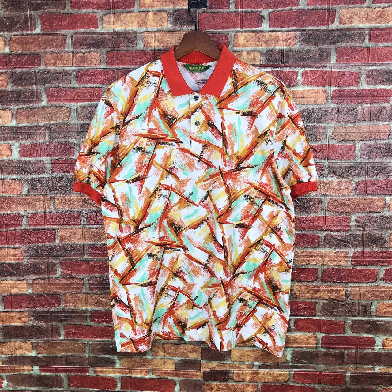 Japanese Brand VINTAGE BAIL OUT CLUB JAPAN ABSTRACT POLO MULTICOLOR ...
