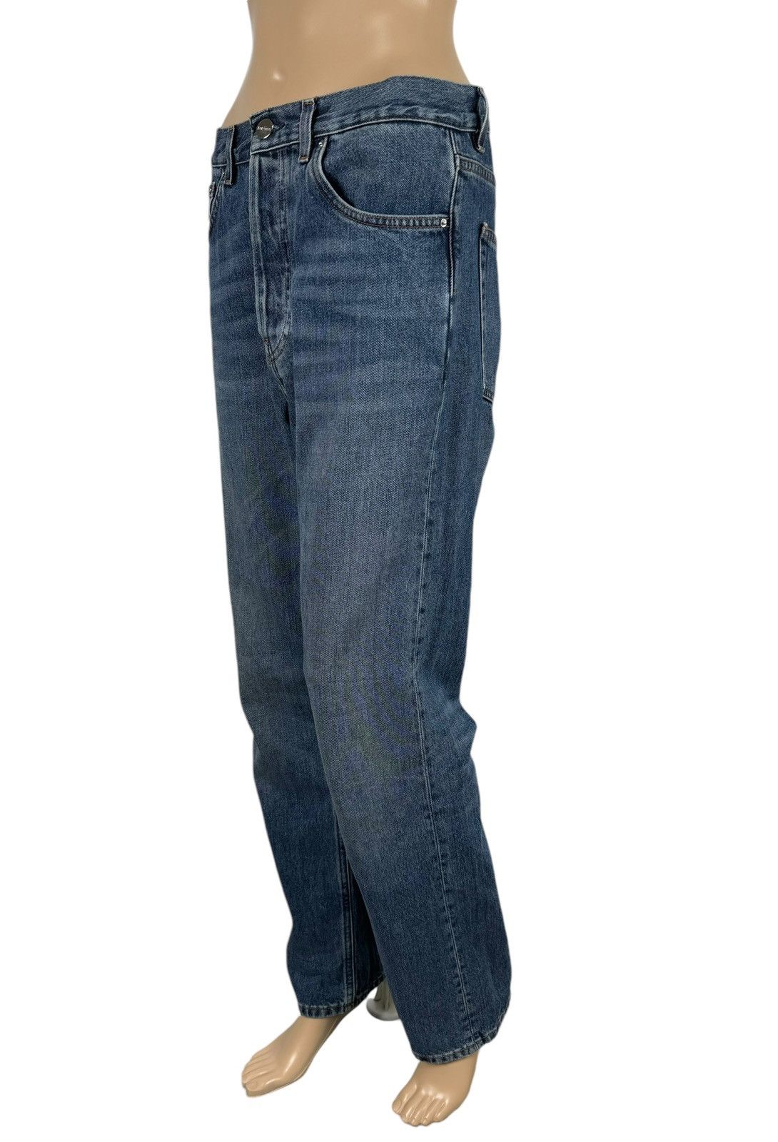 Toteme Toteme Blue Stright Jeans size 27 Leather Badge Size 27" / US 4 / IT 40 - 1 Thumbnail