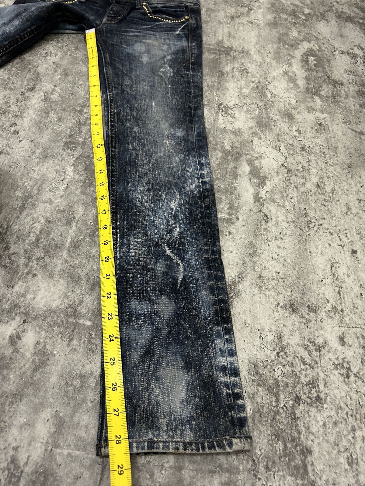 If Six Was Nine × Japanese Brand × Le Grande Bleu (L.G.B.) Buckaro Design Acid Wash Pattern Distressed Denim Pants Size 28" / US 6 / IT 42 - 23 Thumbnail