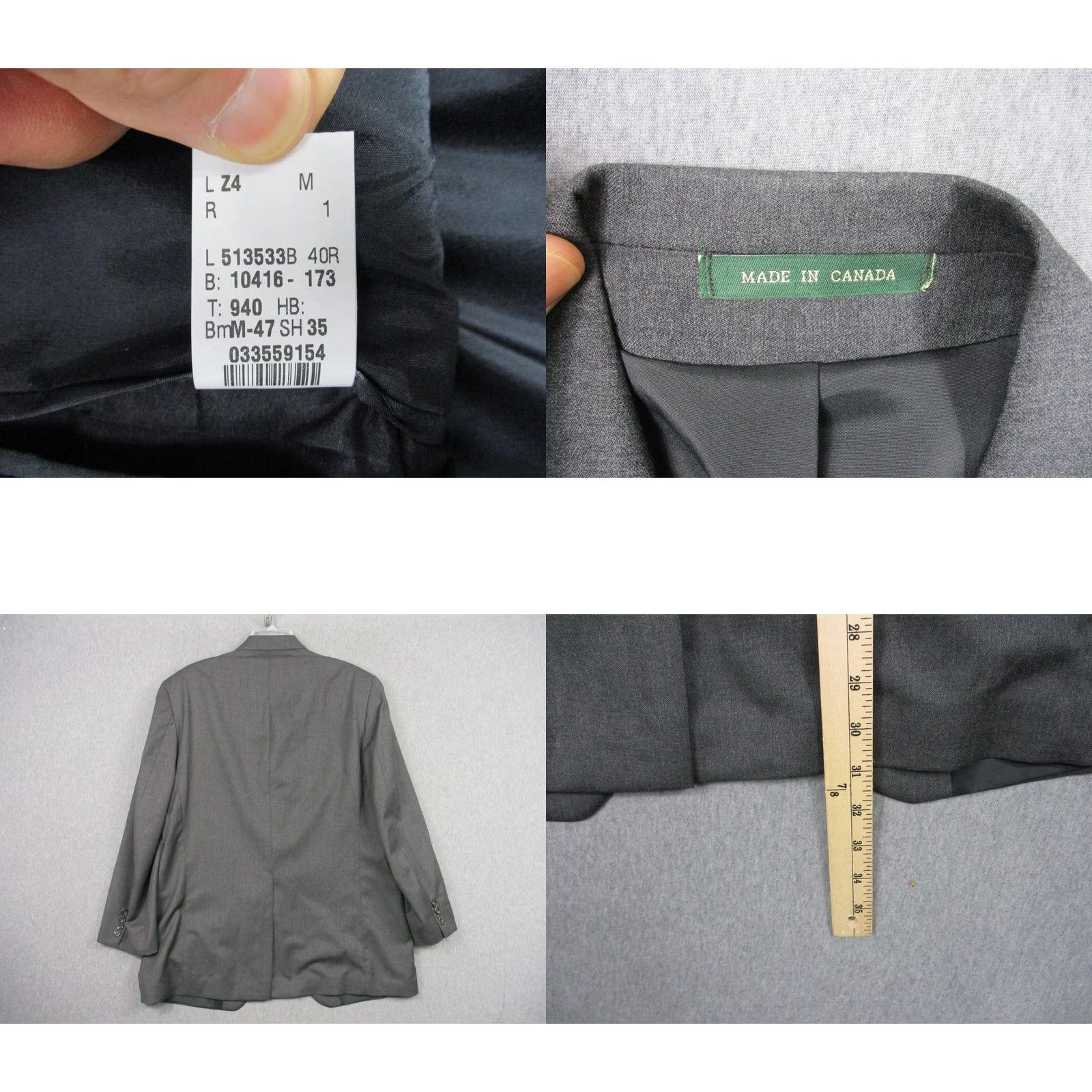 Ralph Lauren Lauren Ralph Jacket Mens 40 Gray Suit 40R Wool Two Button Made Canada Size 40R - 8 Thumbnail