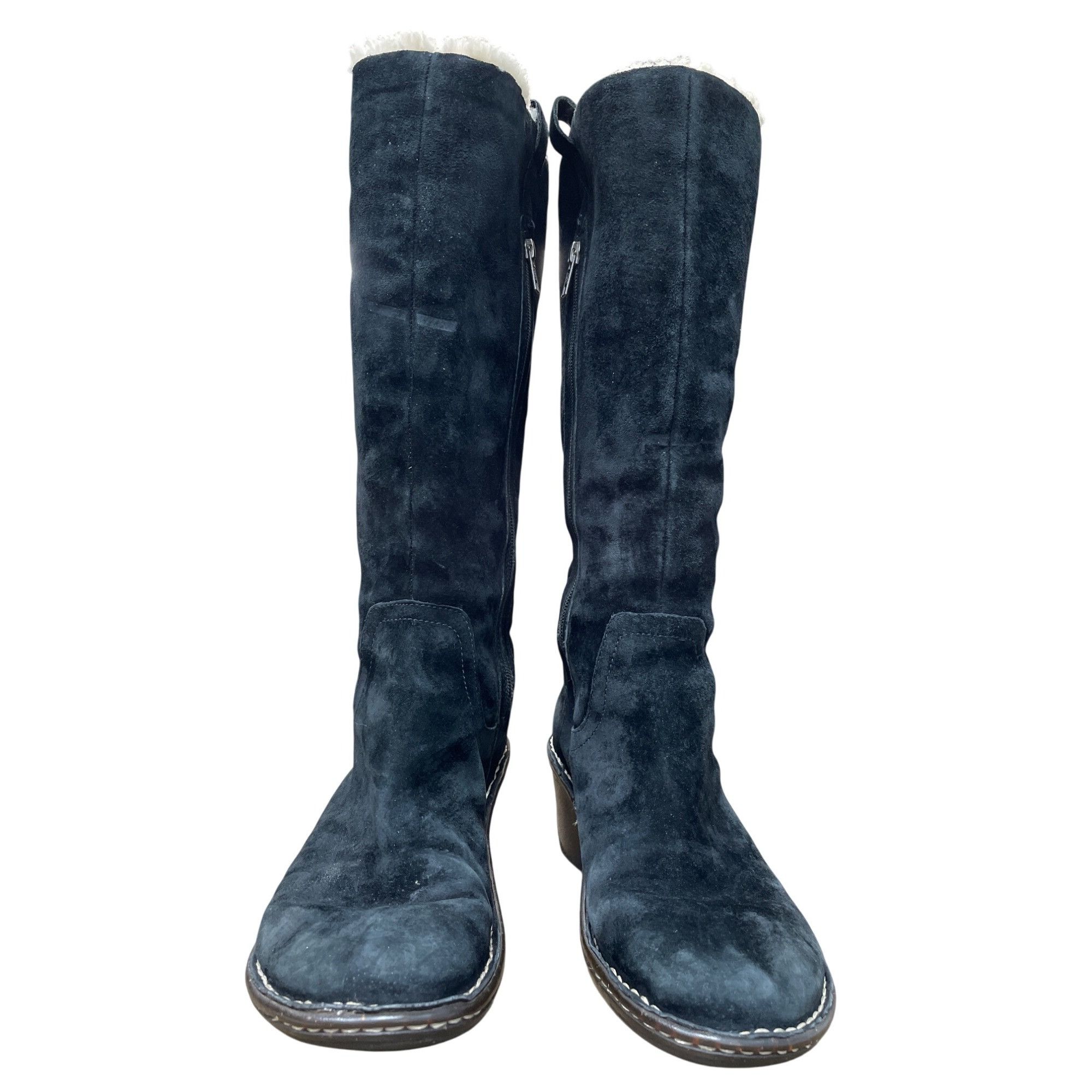 Ugg UGG Australia Womens Black Leather Sheep Lined Knee Winter B Size US 9 / IT 39 - 11 Thumbnail