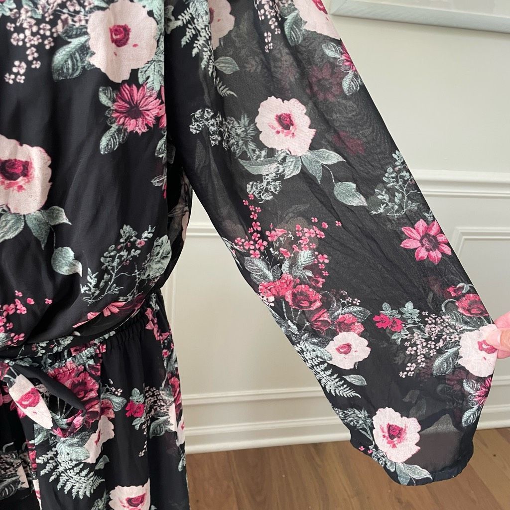 Other Jones Studio Chiffon Floral Maxi Dress Black Pink 16 Size XXL / US 16-18 / IT 52-54 - 6 Thumbnail