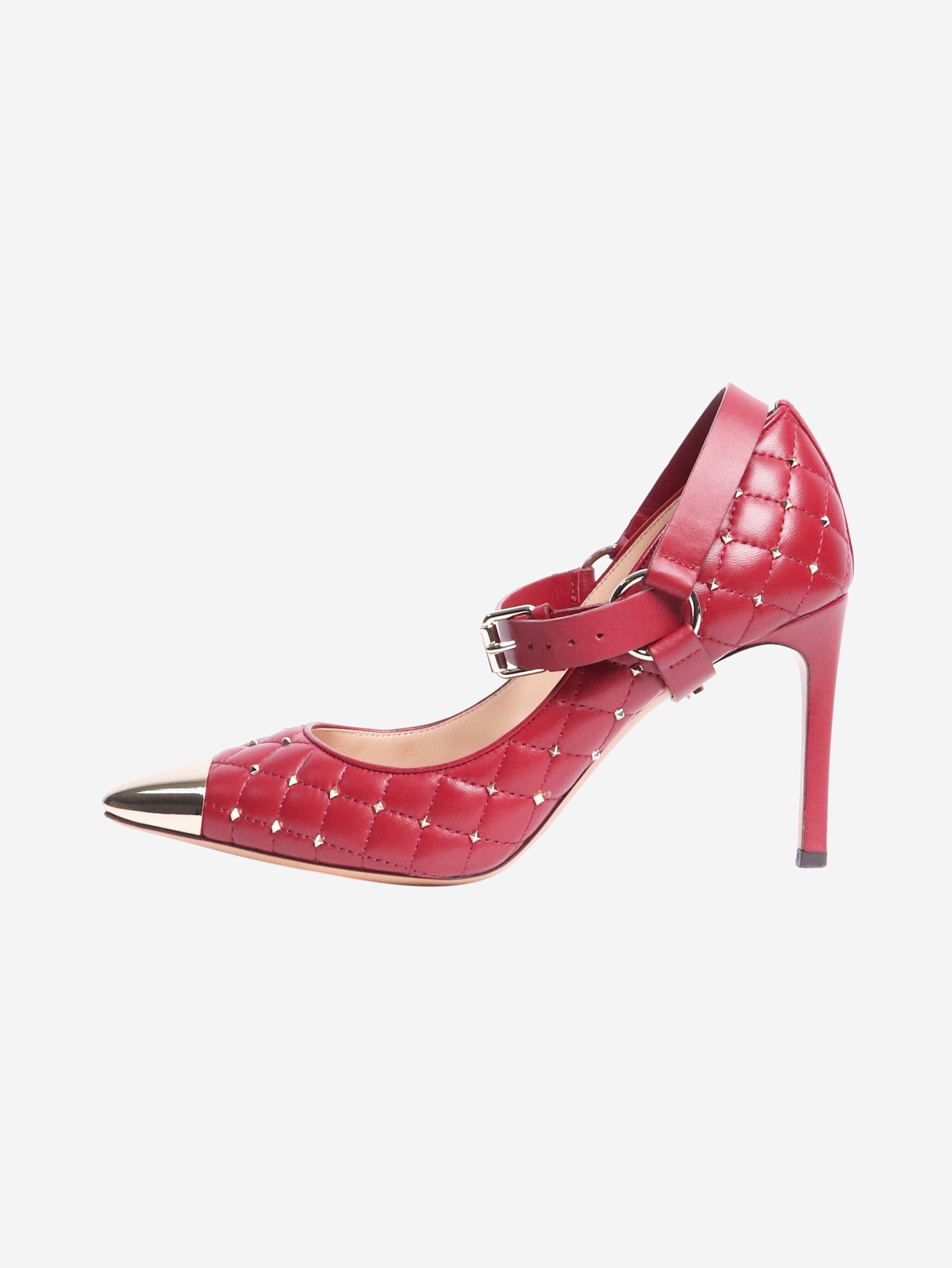 Cherry red Rockstud quilted pumps - size EU 36.5
