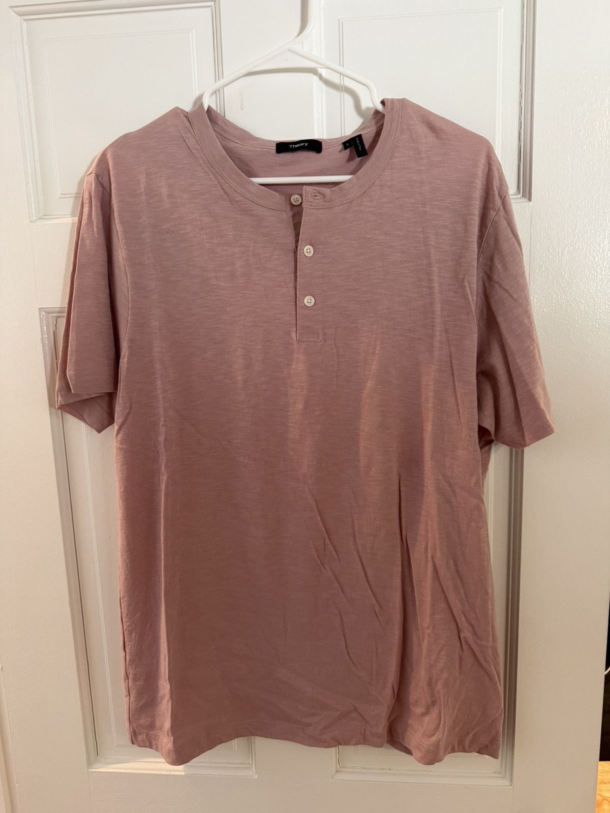 Theory Salmon short sleeve cotton henley Size US L / EU 52-54 / 3 - 1 Thumbnail
