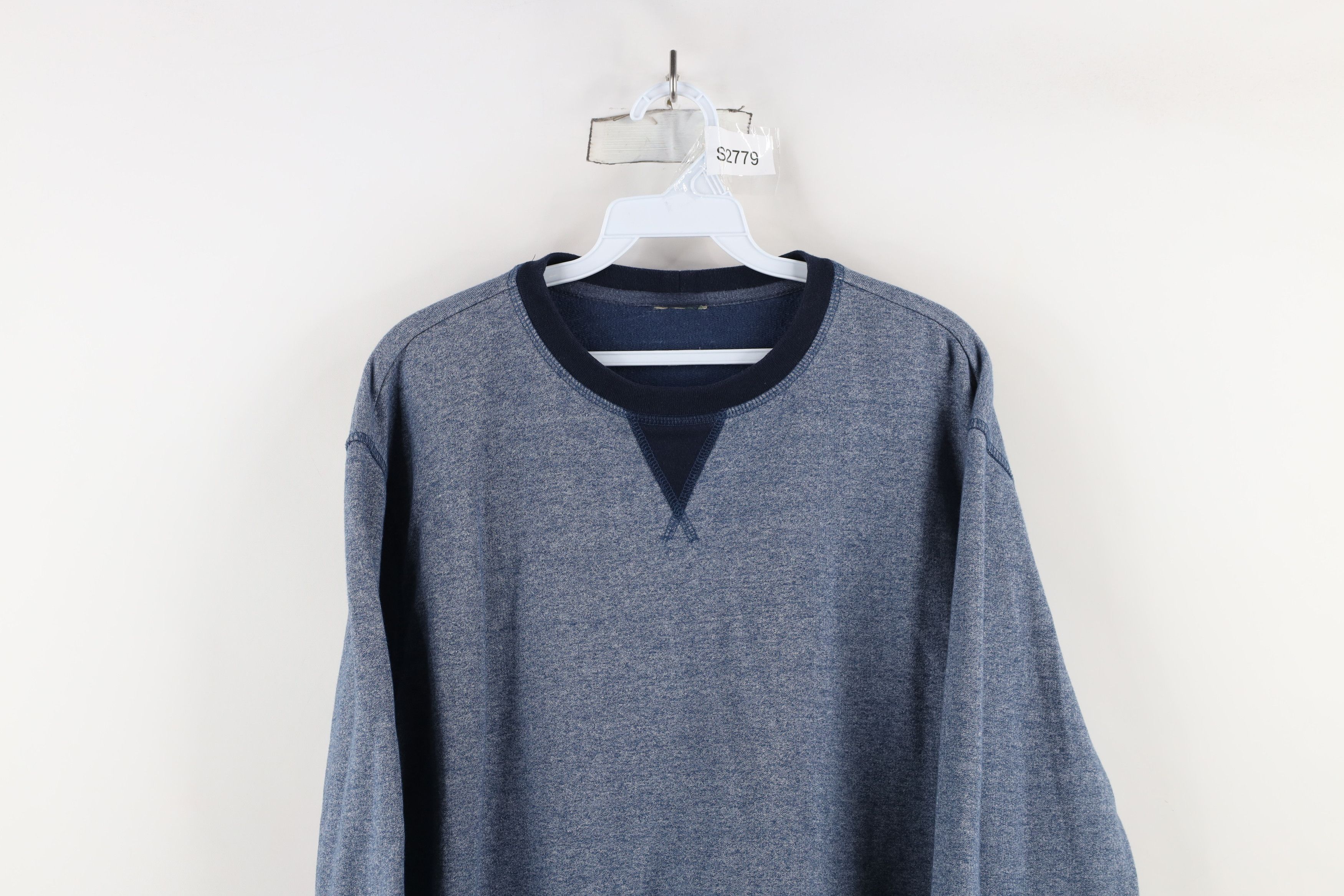 Vintage Vintage 90s Streetwear Double V Crewneck Sweatshirt Blue Size US XL / EU 56 / 4 - 2 Thumbnail