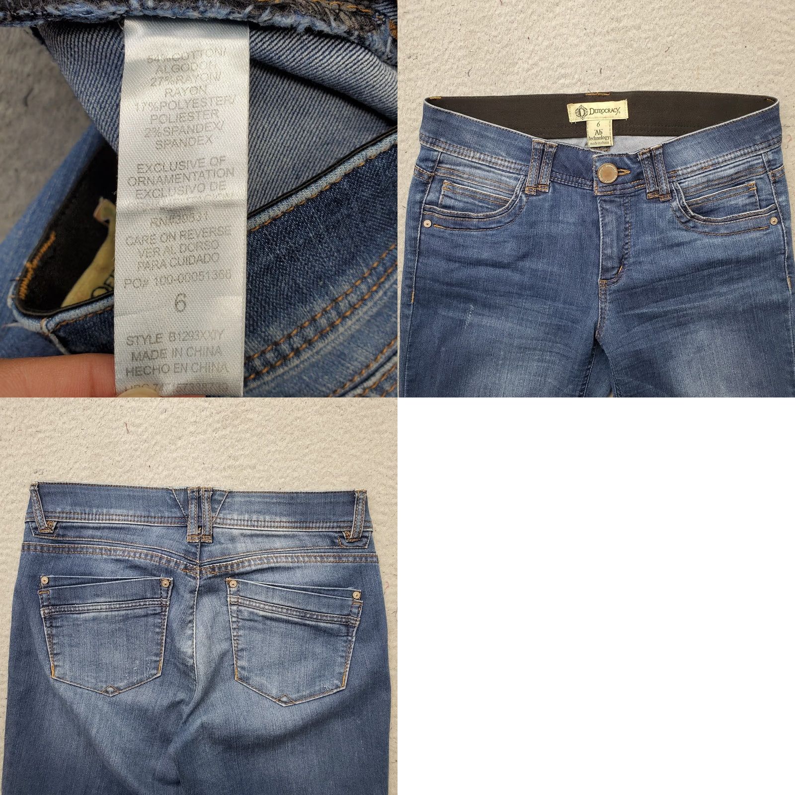 Vintage Democracy Jeans Womens 6 Blue Denim Stretch Slim Fit Ab" Technology Skinny Leg Jeans Size 28" / US 6 / IT 42 - 8 Thumbnail