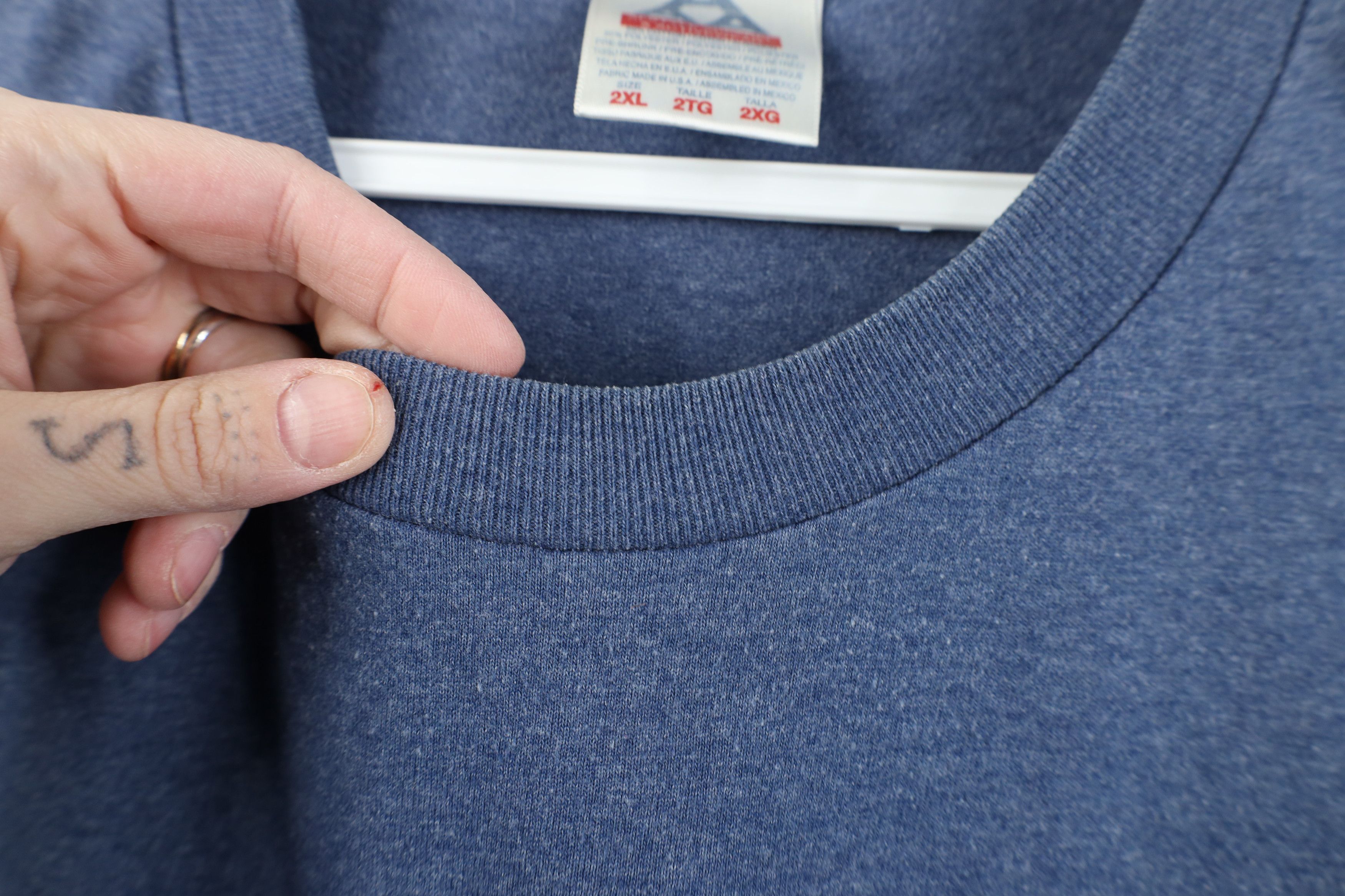 Vintage Vintage 90s Y2K Streetwear Long Sleeve T-Shirt Heather Blue Size US XXL / EU 58 / 5 - 5 Thumbnail