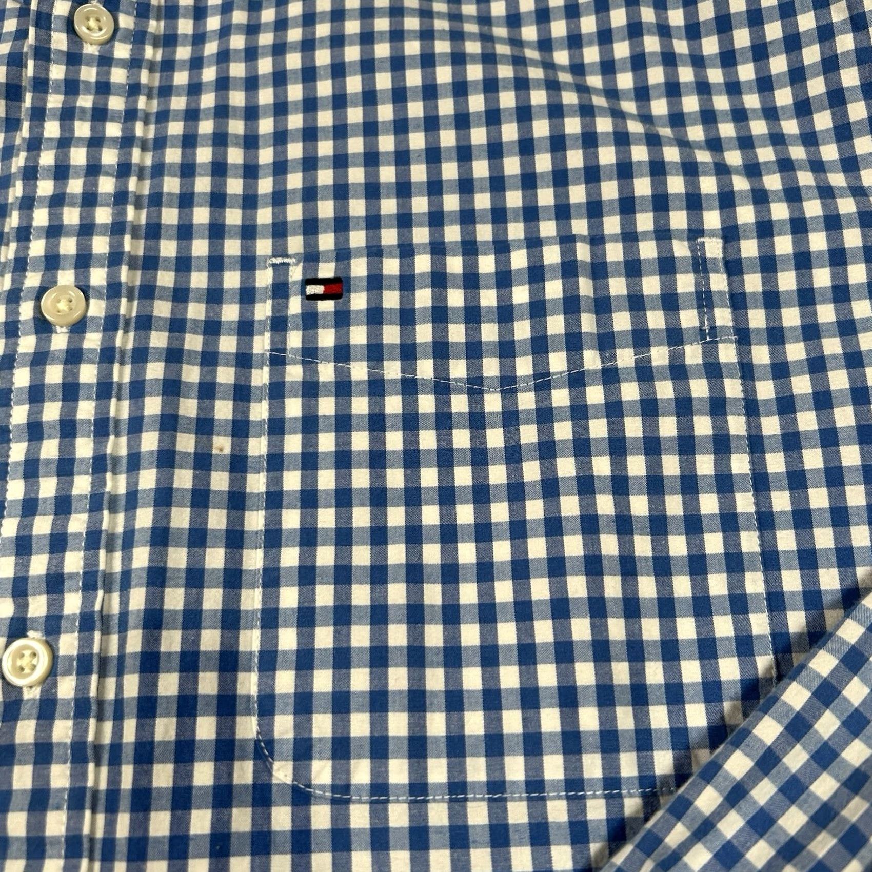 Tommy Hilfiger Tommy Hilfiger Shirt Mens Large Blue White Check Stretch Button Up Long Sleeve Size US L / EU 52-54 / 3 - 5 Thumbnail