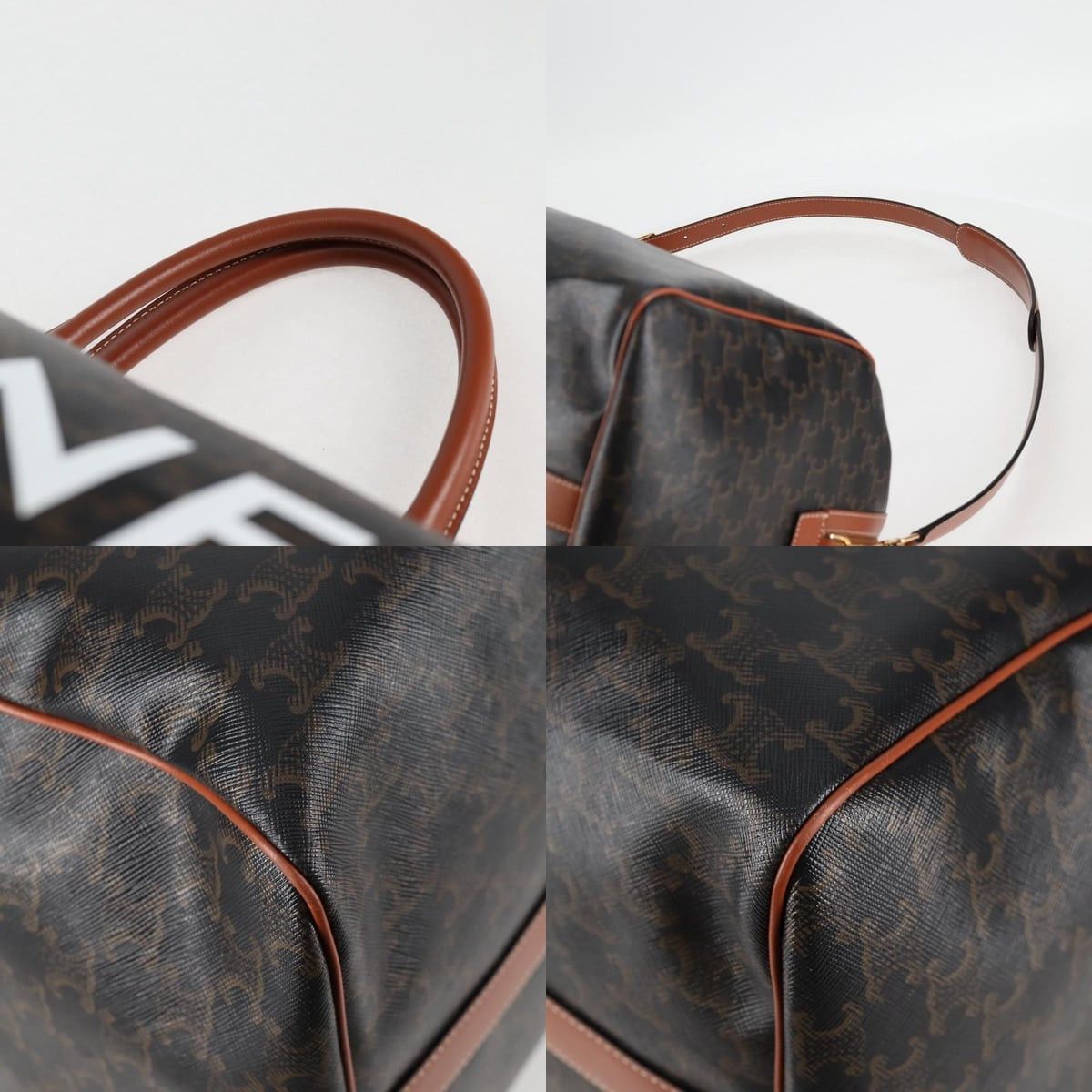 Celine CELINE Triomphe Boston Bag Pvc Leather Black Gold Size ONE SIZE - 11 Thumbnail