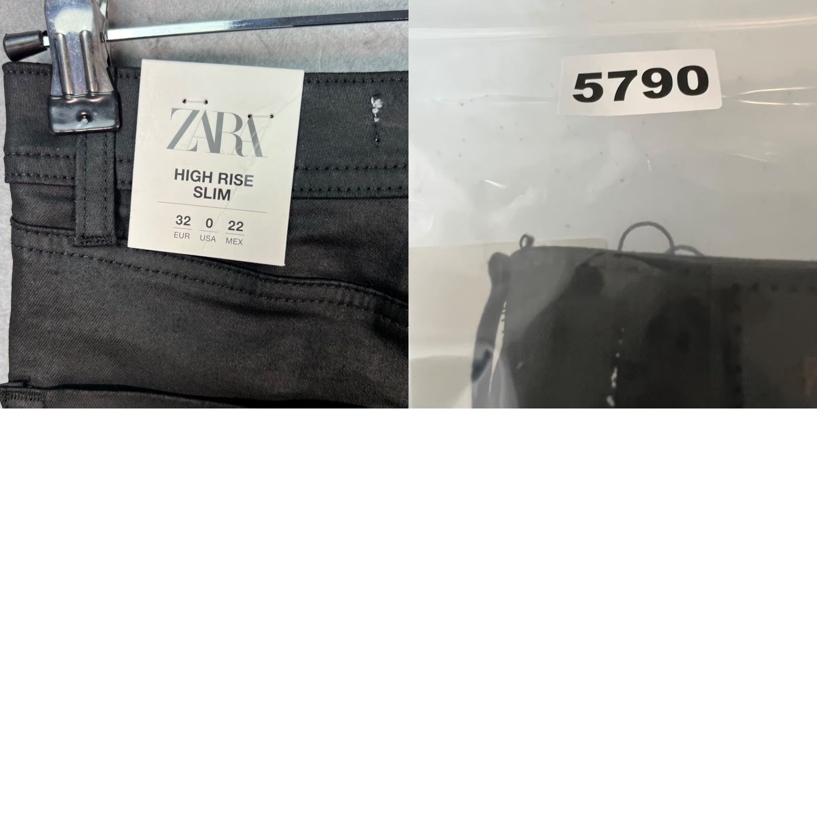 Zara Zara Jeans Slim Black Faux Coated High-Rise Denim 5-Pocket Adult Womens 0 Jeans Fall Winter Spring Summer Size 25" / US 0 / IT 36 - 9 Thumbnail