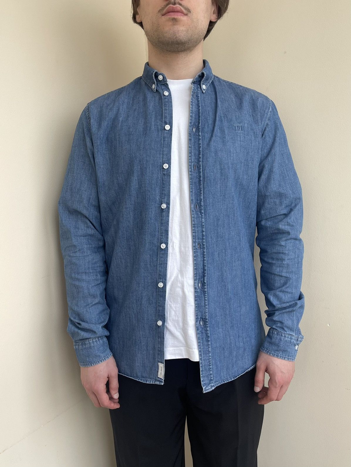 Les Deux Vagrant Chambray Regular Fit Button Down Long Sleeve Shirt Size US M / EU 48-50 / 2 - 5 Thumbnail