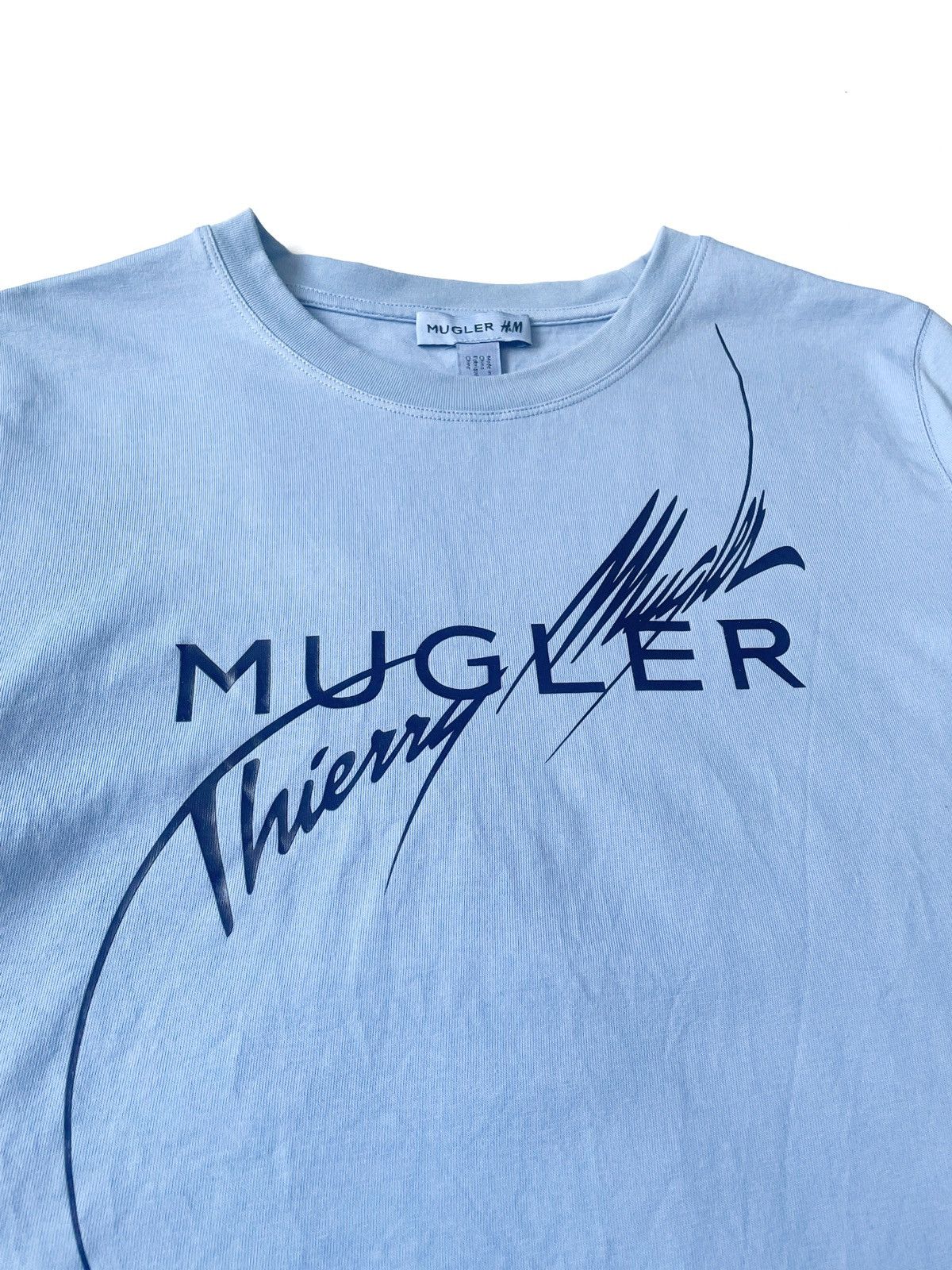 H&M × Thierry Mugler Thierry Mugler X H&M Blue Big Logo Women T-Shirt 100% Cotton Size L / US 10 / IT 46 - 4 Thumbnail