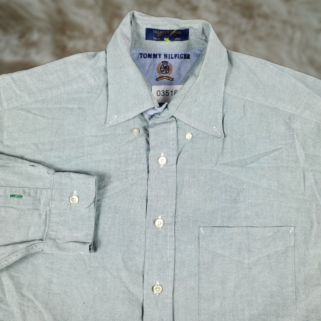 Tommy Hilfiger Tommy Hilfiger Dress Shirt Mens 17 Green Check Button-Down Long Sleeve Regular 100% Cotton Vintage? No (but used) — 17 Neck Size Mens Shirt Size 46R - 1 Thumbnail