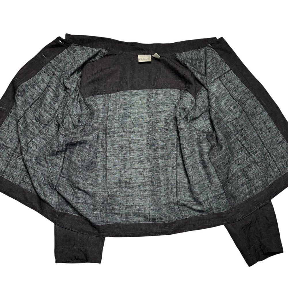 Chicos Chico's Black Silk Linen Jacket Shirt Size 3 US XL Size XL / US 12-14 / IT 48-50 - 6 Thumbnail