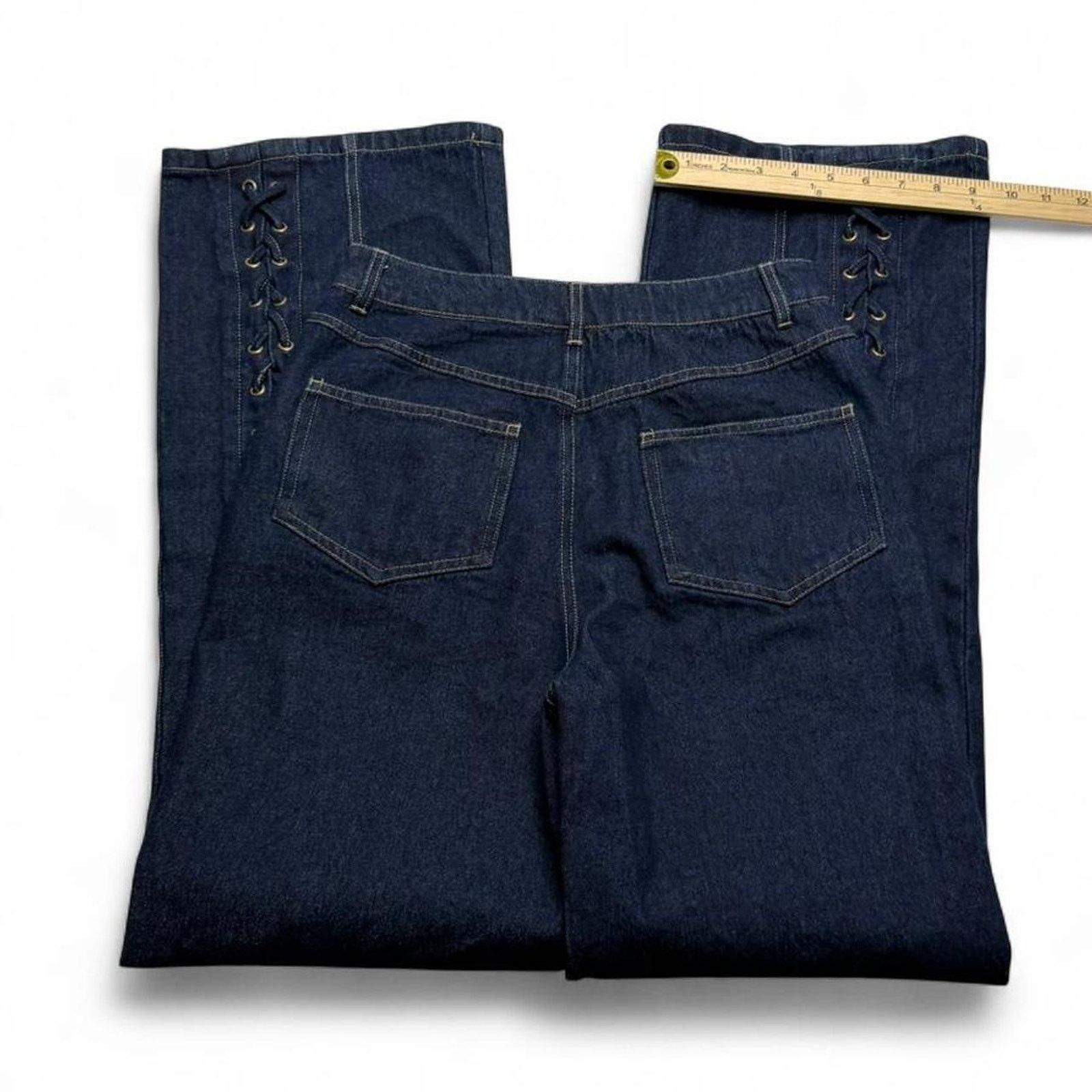 Other White Fox navy blue lace up wide leg jeans Size XS Size 26" / US 2 / IT 38 - 2 Thumbnail