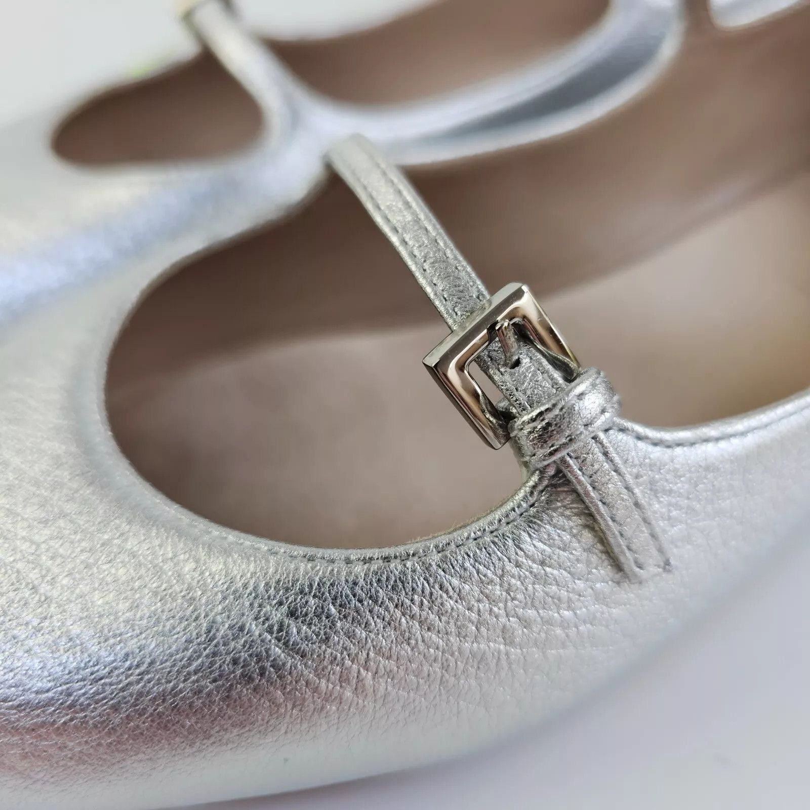 Max Mara Max Mara Silver Nappa Leather Ballet Flats New FW24 Size US 11 / IT 41 - 9 Thumbnail
