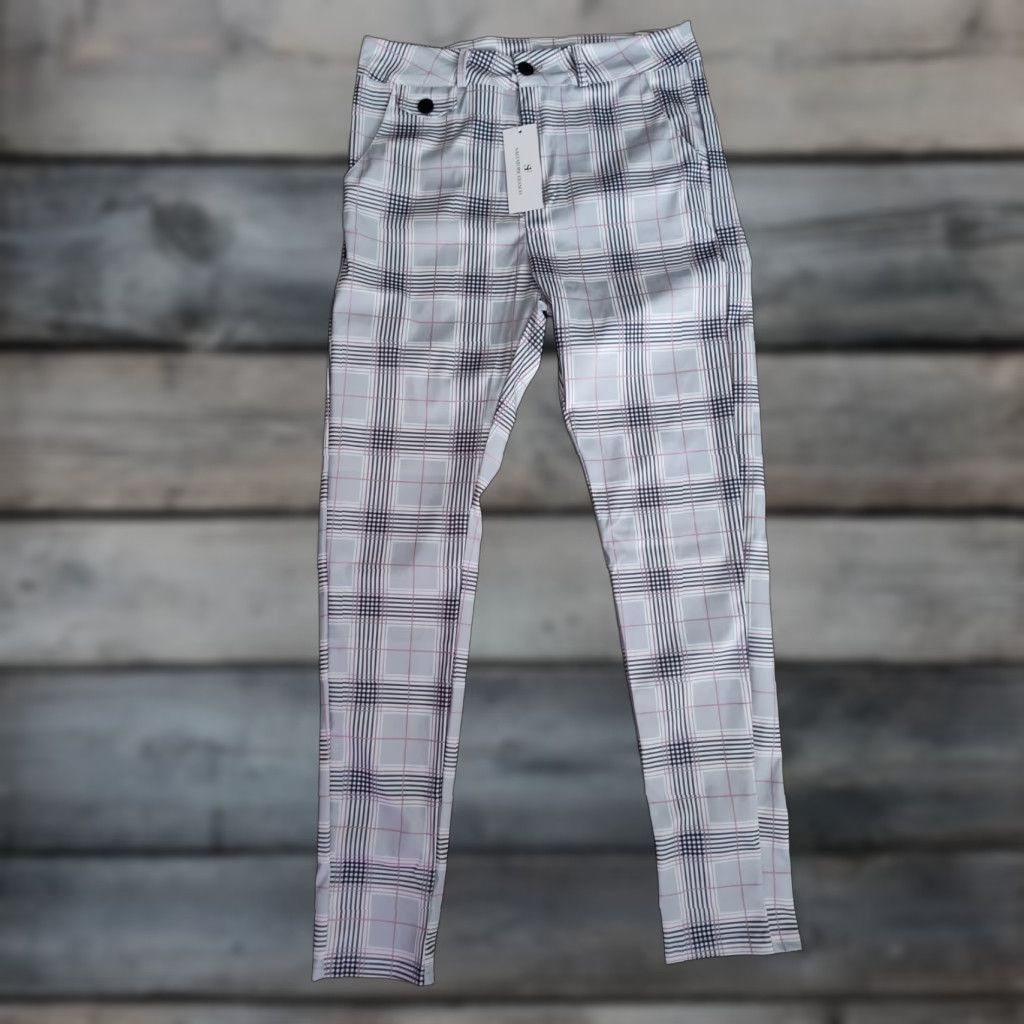 Vintage Salvatore franco Slim Fit Trousers Check Polyester With Gray NWT M Pants Women Slim Inseam See Photos Size 32" / US 10 / IT 46 - 1 Thumbnail