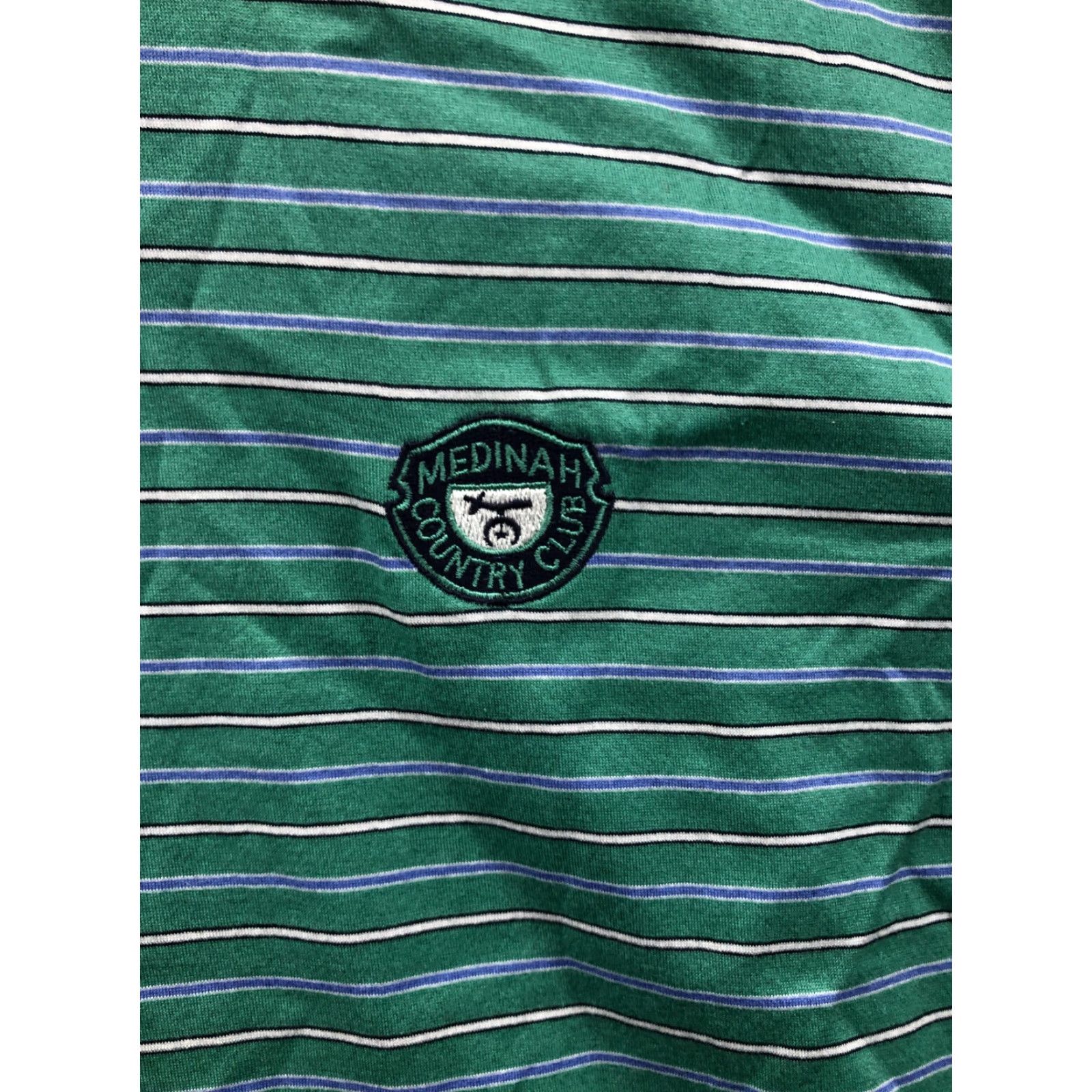 Vintage Fairway & Greene Green Striped Polo Shirt Mens XL Short Sleeve Casual Regular Fit Size US XL / EU 56 / 4 - 2 Thumbnail