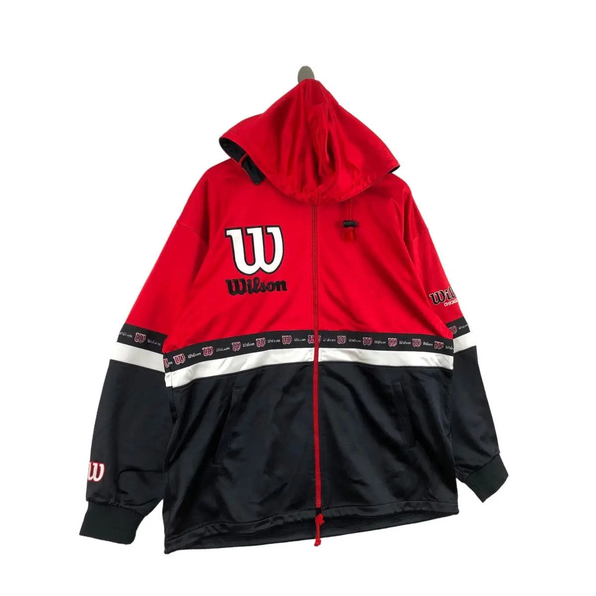 Vintage Vtg 90’ WILSON USA TENNIS Big Logo Side Tape Hoodie Zipper Size US XXL / EU 58 / 5 - 1 Thumbnail