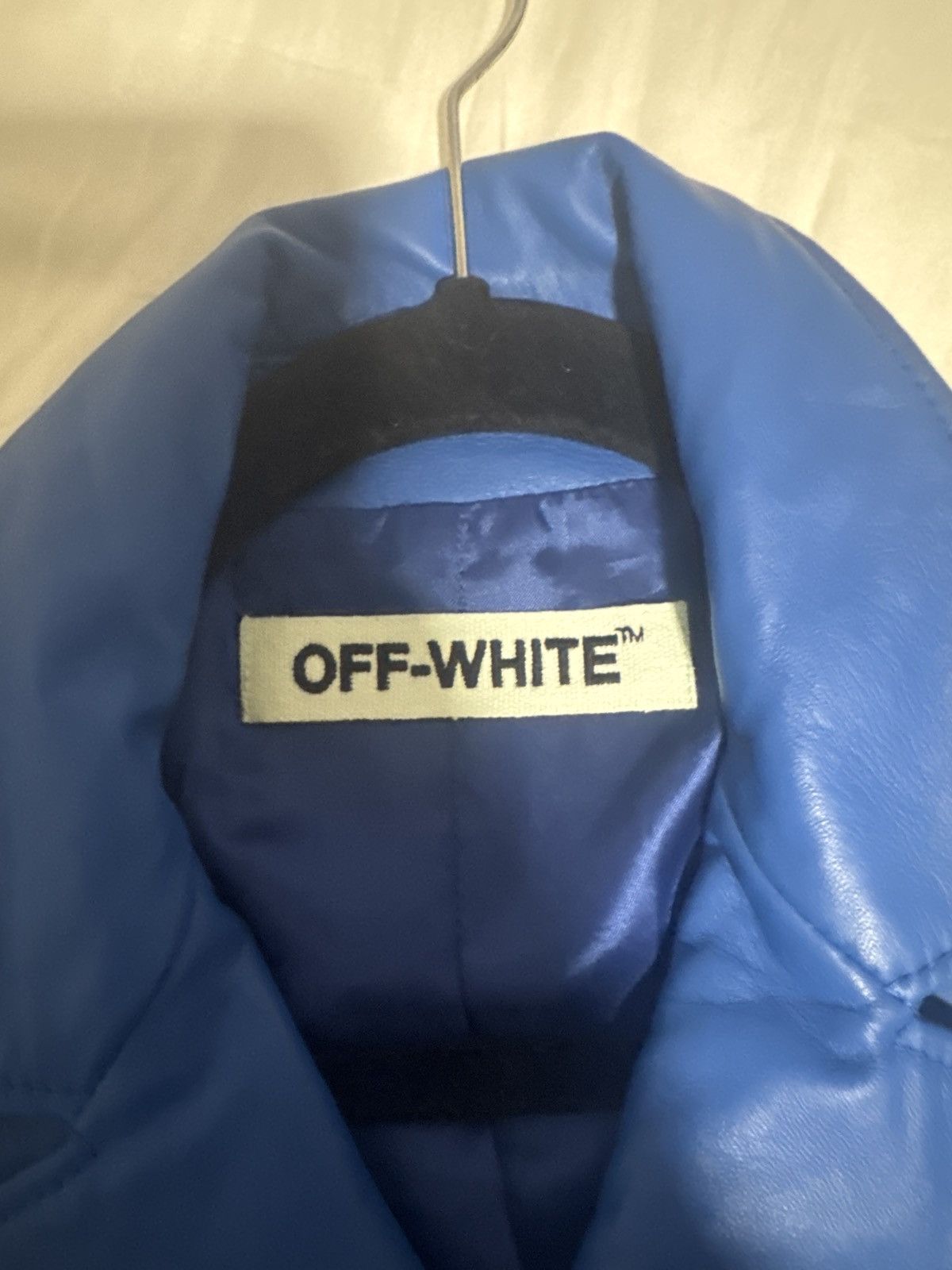 Off-White Off-White Panelled Blue Leather Biker Jacket Size S / US 4 / IT 40 - 3 Thumbnail