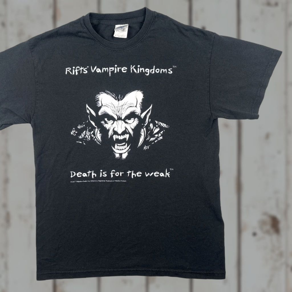 Gildan Gildan Mens Black Shirt Rifts Vampire Kingdom Death Is For The Weak Tee Shirt M Crew Neck Books Size US M / EU 48-50 / 2 - 1 Thumbnail