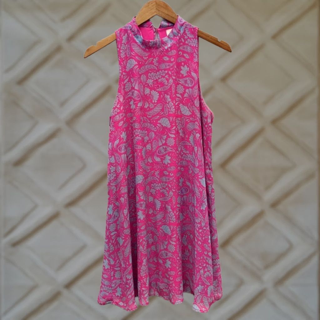Vintage VINTAGE Everly Shift Sleeveless Pink Gray Paisley High Neck Mini Dress Size M Size M / US 6-8 / IT 42-44 - 1 Thumbnail