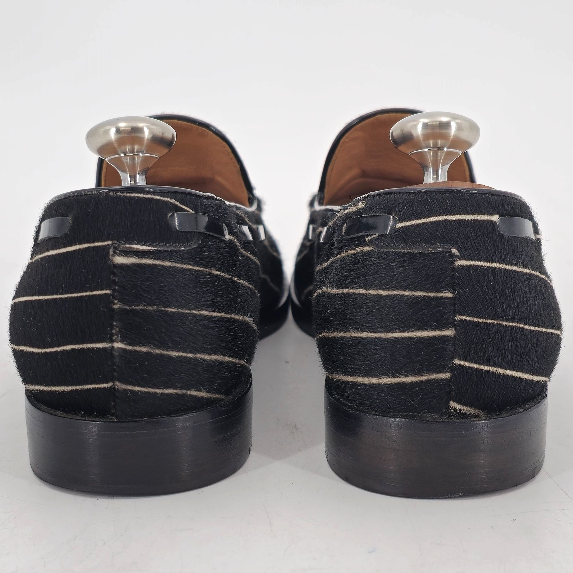 Fratelli Rosetti Italy Striped Black White Suede Loafers 7