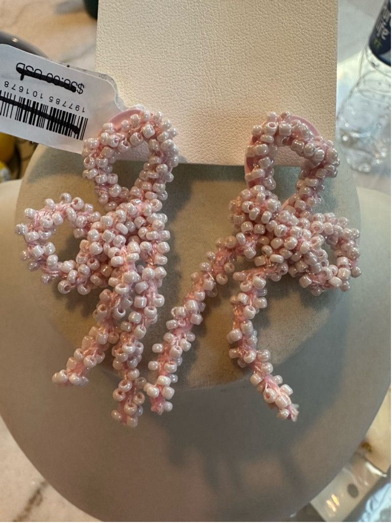 Free People NWT Free People Pink Beaded Bow Earrings Size ONE SIZE - 3 Thumbnail