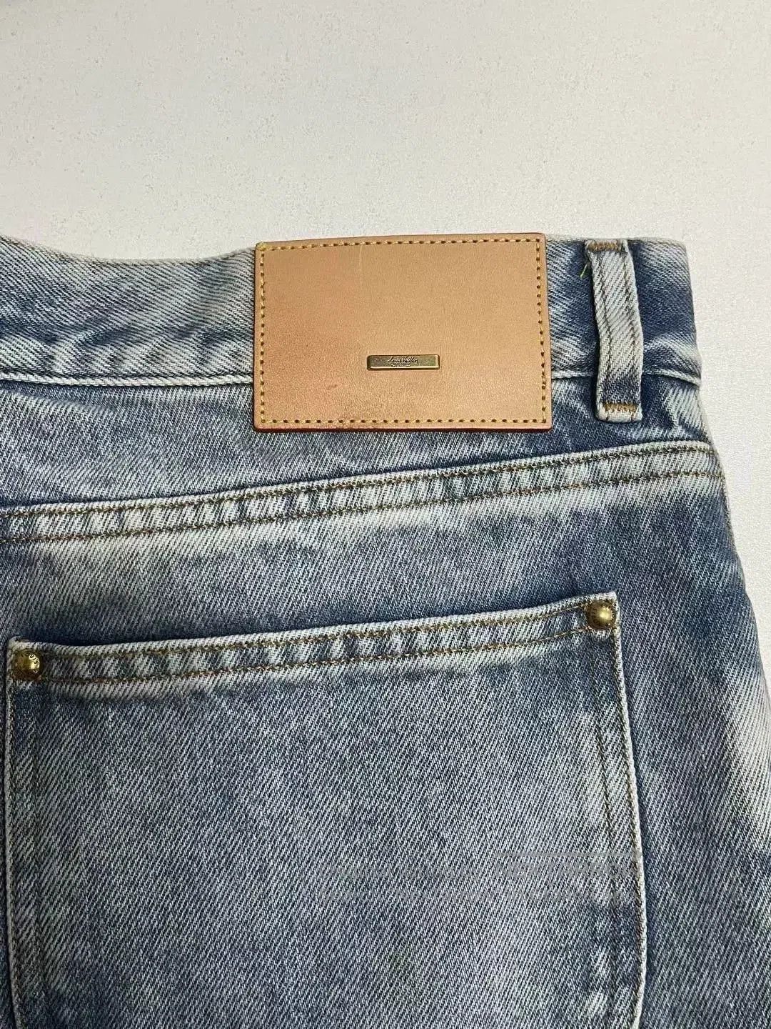 Louis Vuitton Louis Vuitton Washed Blue Back Leather Patch Jeans. Size US 29 - 5 Thumbnail
