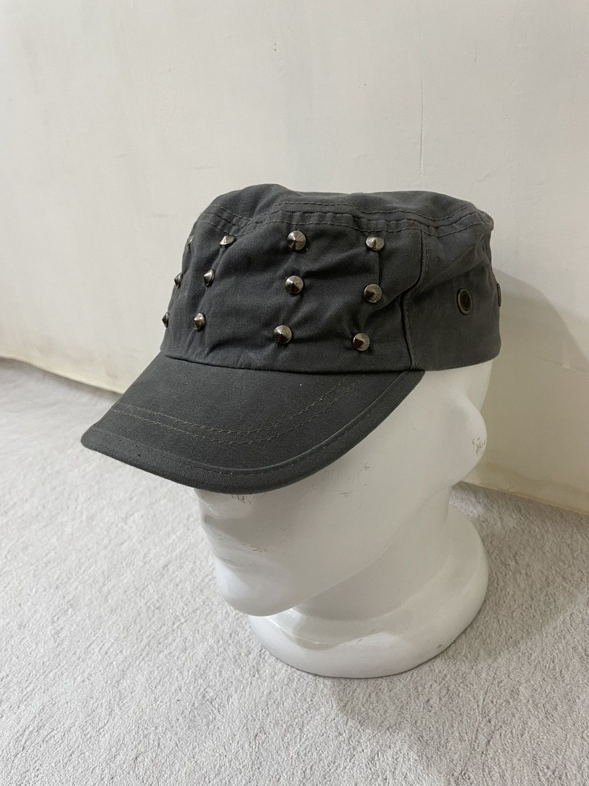 2000s Military Style Studed Cadet Y2K Blue Hat
