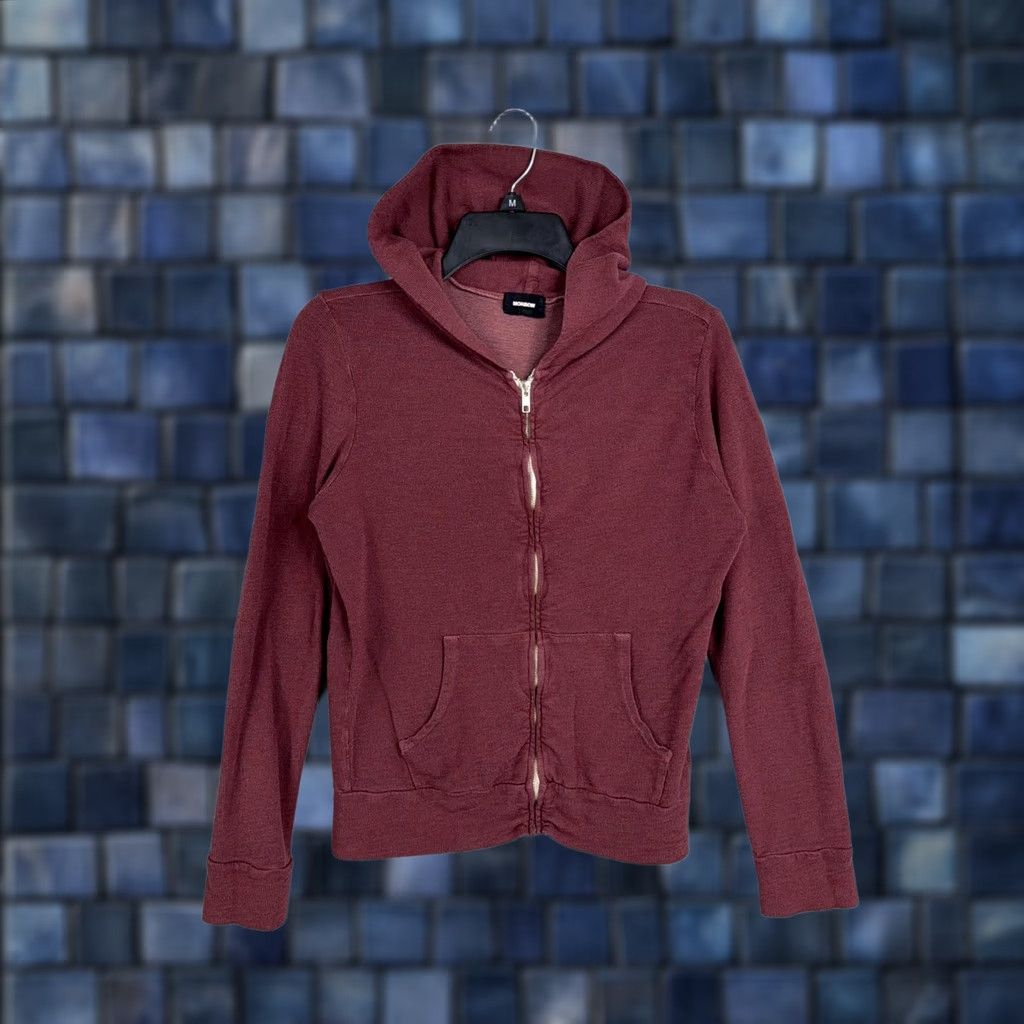 MONROW VINTAGE Monrow Hoodie Womens XS Red Waffle Knit Full Zip Pockets Top Size XS / US 0-2 / IT 36-38 - 1 Thumbnail
