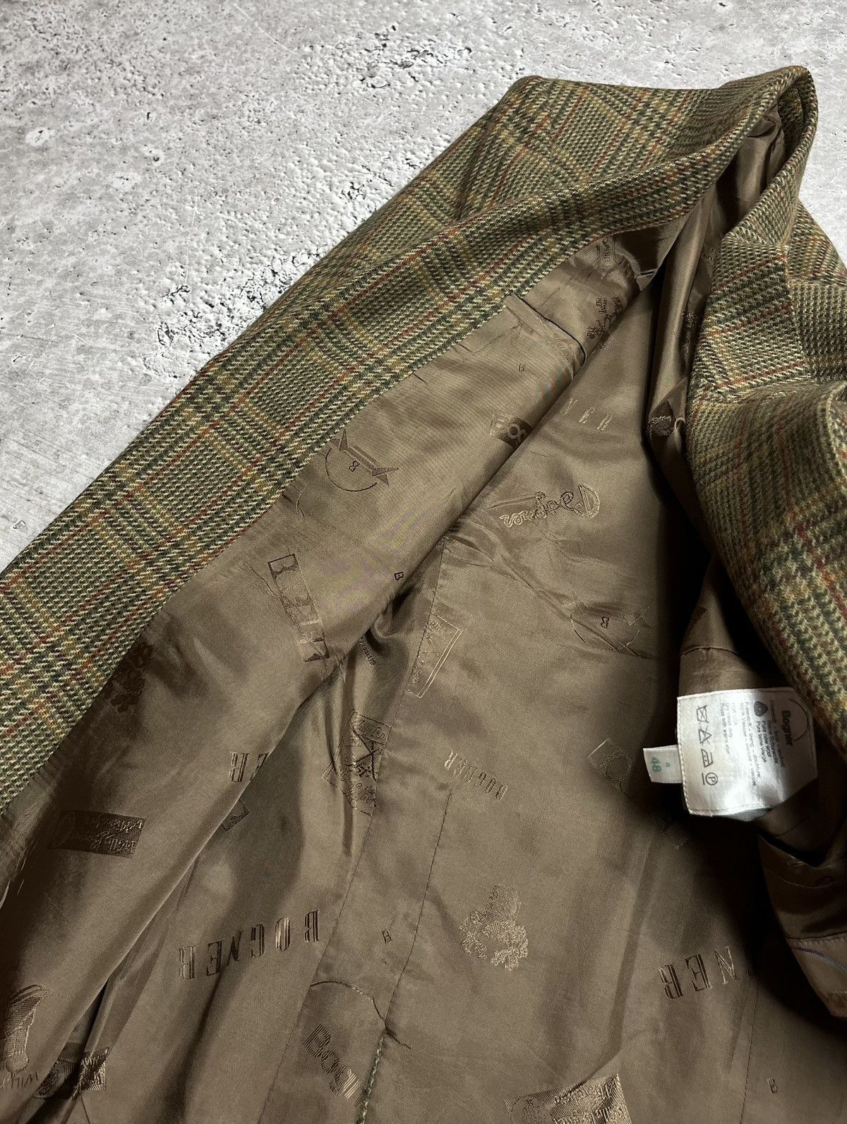 Bogner Bogner Wool Plaid Blazer Jacket Brown Green Check Size 48 Size 38R - 13 Thumbnail