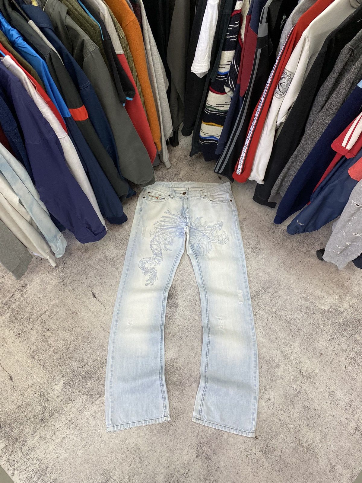 Diesel × Japanese Brand VINTAGE DIESEL DRAGON DISTRESSED JEANS JAPANESE STYLE Size US 30 / EU 46 - 1 Thumbnail