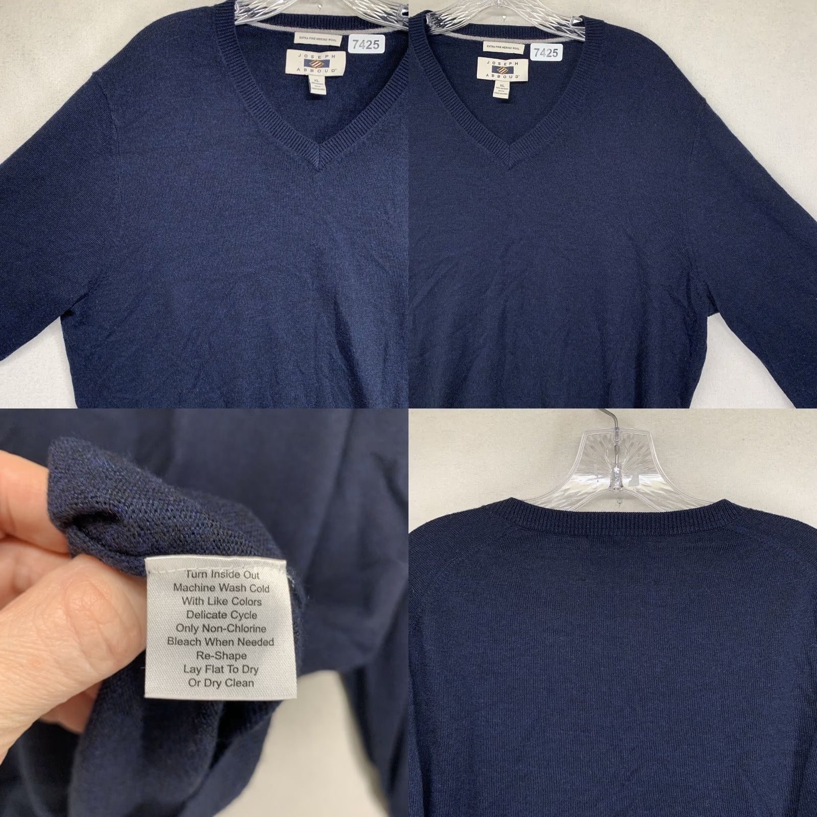 Joseph Abboud Joseph Abboud Sweater Men XL Blue Wool V-Neck Pullover All Seasons Lightweight Regular Fit Mens Size US XL / EU 56 / 4 - 8 Thumbnail